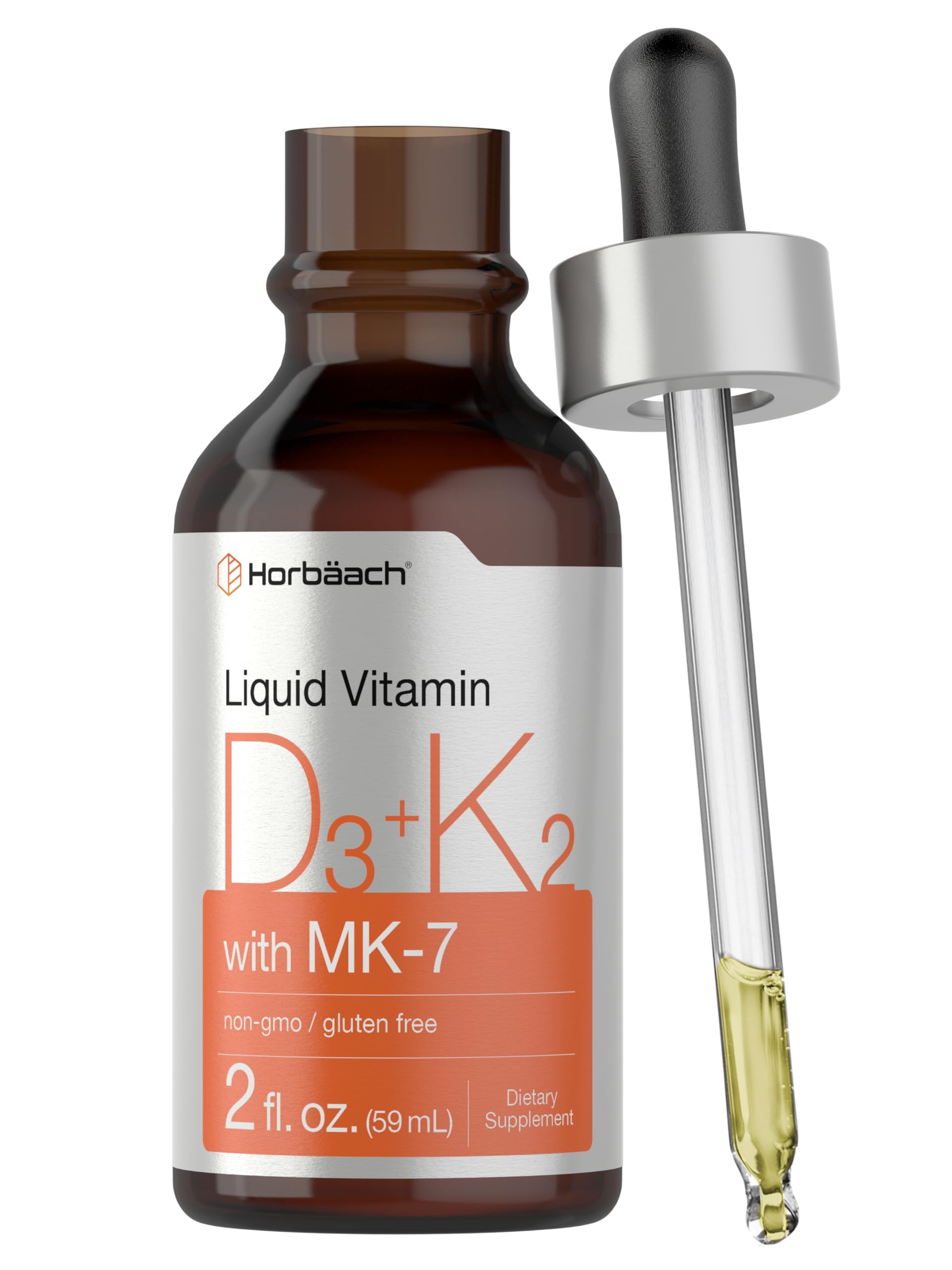 Horbäach Vitamin D3 + K2 Liquid Drops | with MK7 | 2 Fl Oz | Vegetarian | Non-GMO Horbäach uk supplements