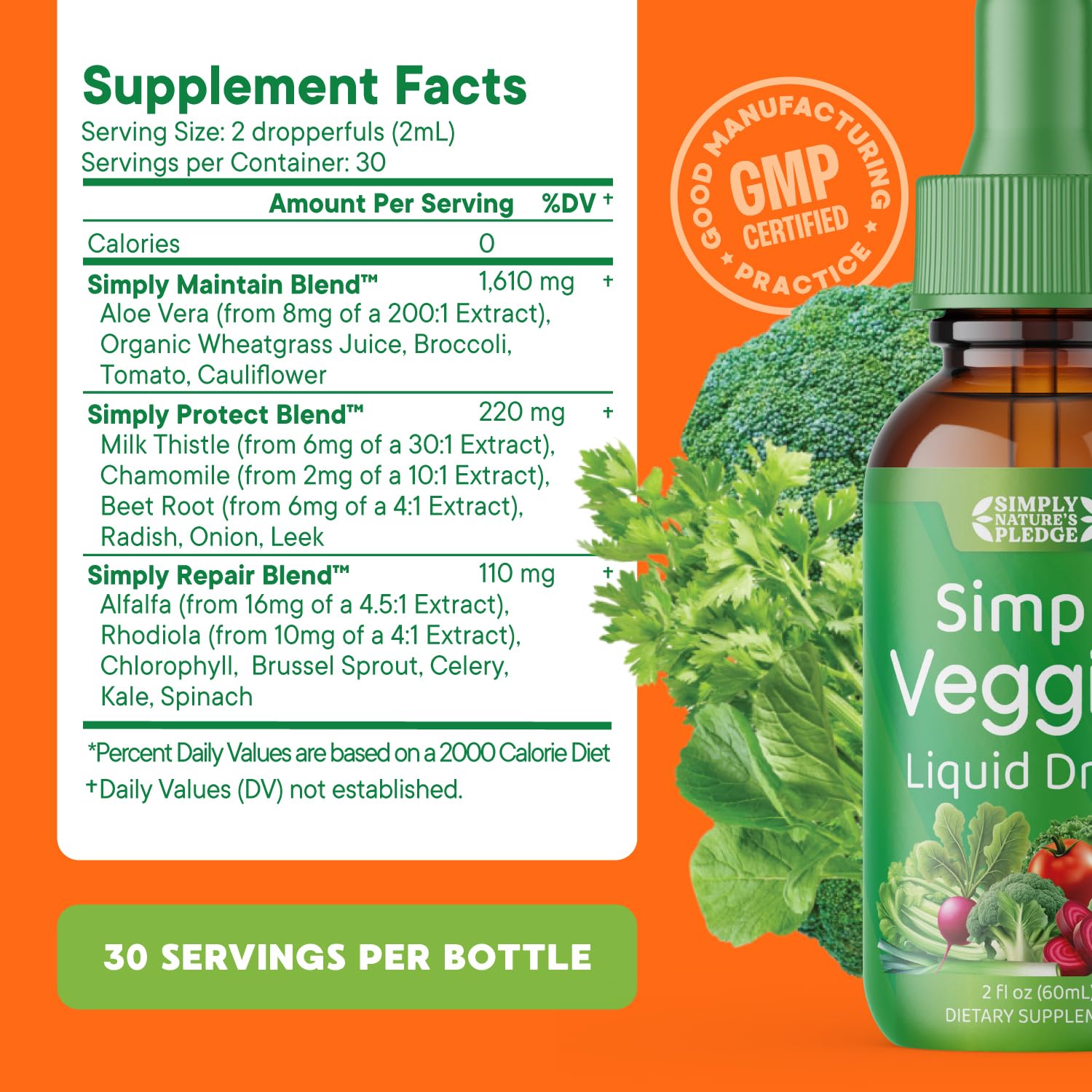Simply Nature's Pledge - Fruit and Vegetable Supplements - Liquid Drops - Made with Whole Food Superfoods, Packed Vitamins & Minerals - Soy Free - Made in The USA Simply Nature's Pledge uk supplements