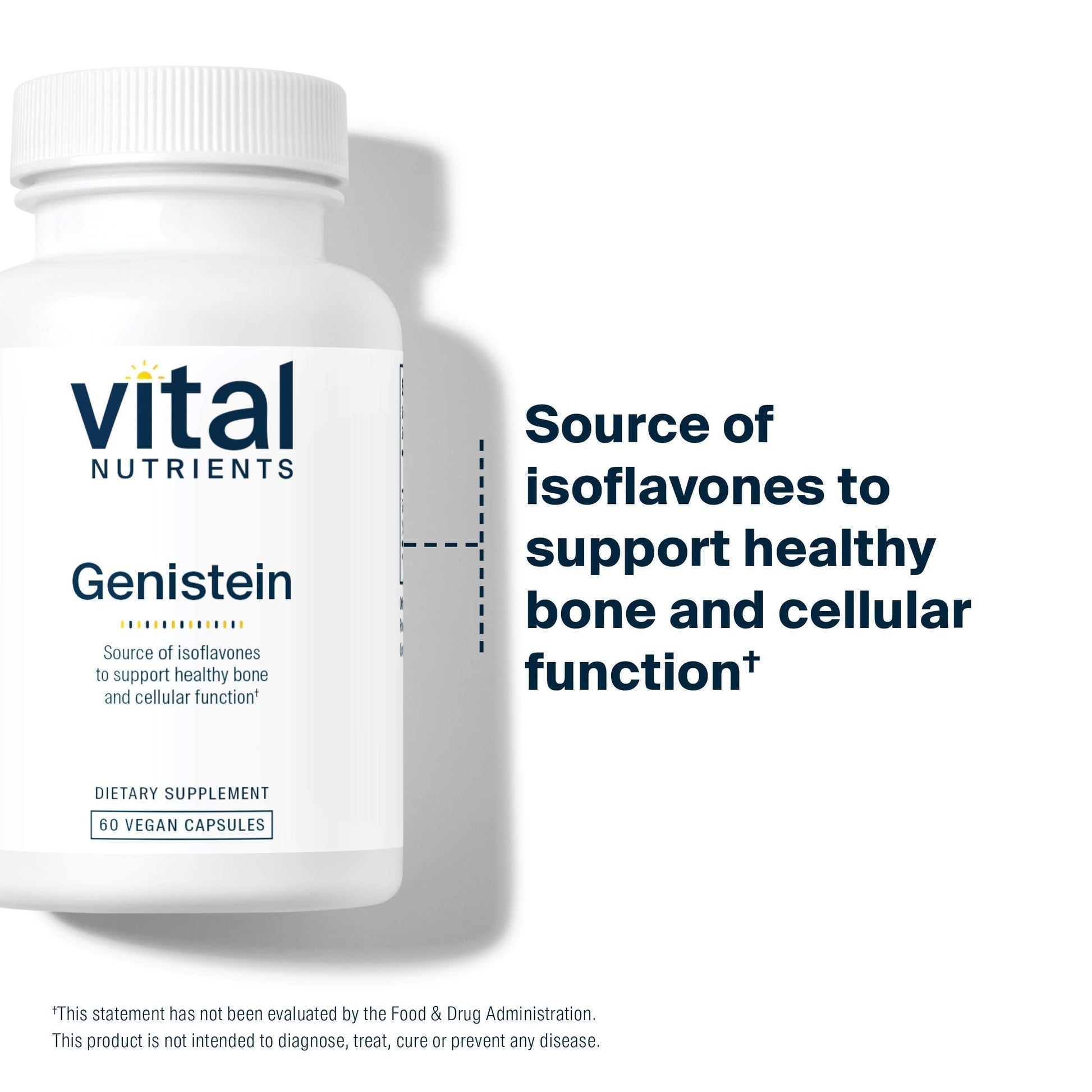 Vital Nutrients Genistein - Easily Absorbed Isoflavones for Bone Health Support* - Vegan Supplement - Gluten and Dairy Free - Non-GMO - 60 Capsules Vital Nutrients uk supplements
