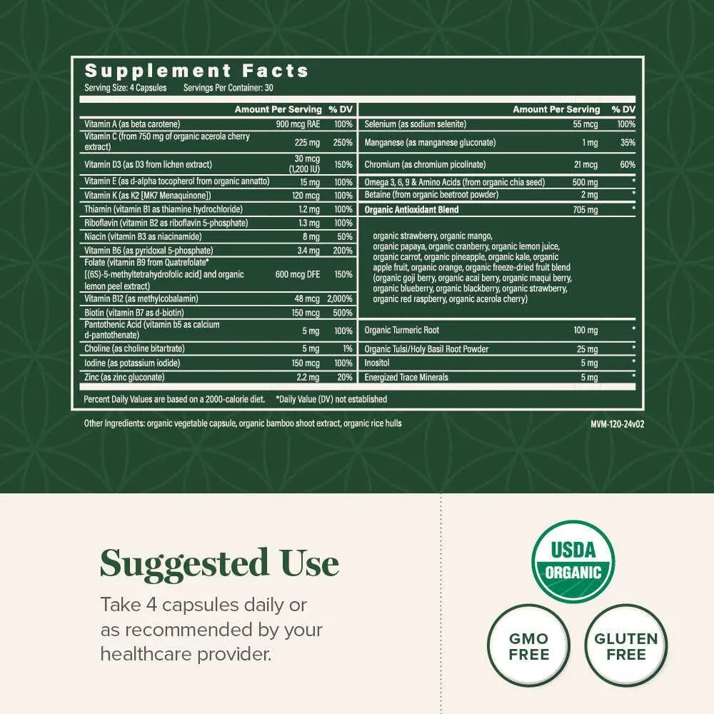 Global Healing Center - USDA Organic Multivitamin for Women & Men - Vitamins Include A, C, D, & More for Your Overall Health & Wellness Needs Global Healing Center uk supplements