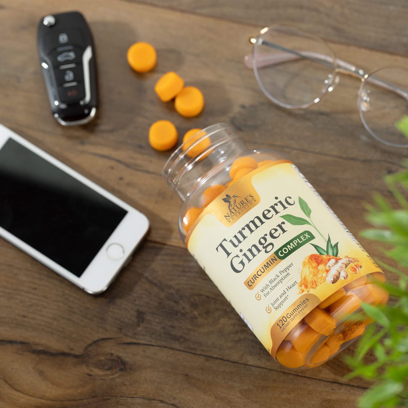 Turmeric Ginger Gummies - Vegan Turmeric Curcumin Gummy with 95% Curcuminoids Nature's Nutrition uk supplements