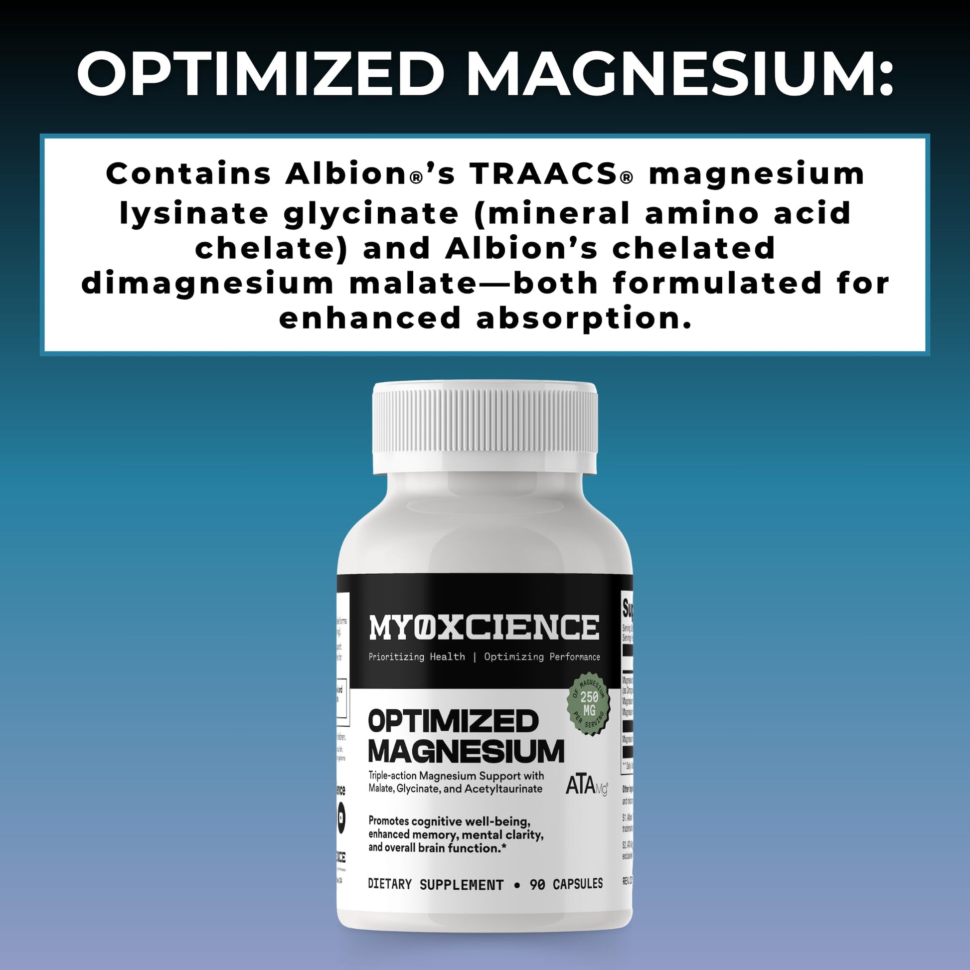 MYOXCIENCE Optimized Magnesium Glycinate + Magnesium Taurate (as ATAmag®) for High Brain Bioavailability to Support Stress Relief and Sleep | 30 Servings MYOXCIENCE uk supplements