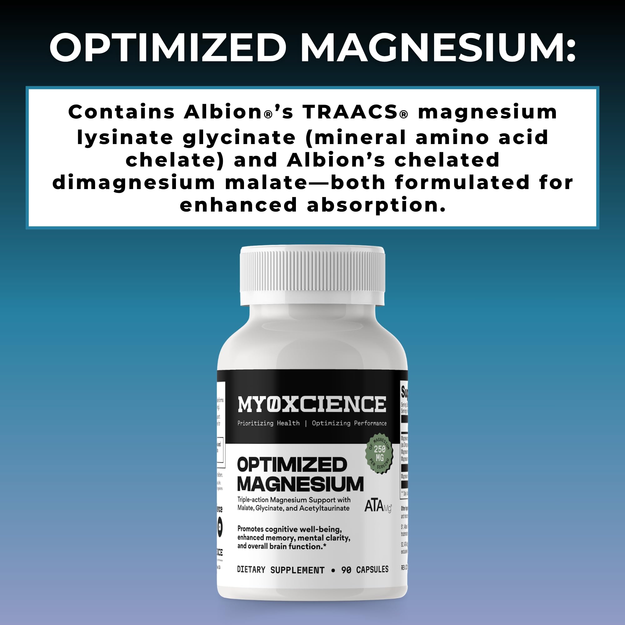 MYOXCIENCE Optimized Magnesium Glycinate + Magnesium Taurate (as ATAmag®) for High Brain Bioavailability to Support Stress Relief and Sleep | 30 Servings MYOXCIENCE uk supplements