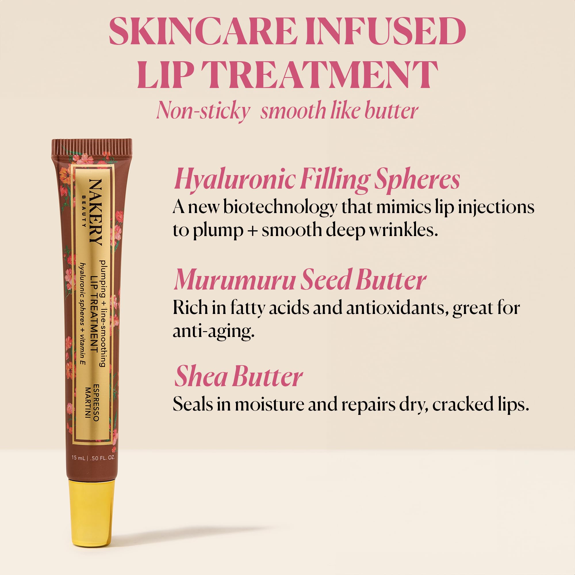 Nakery Plumping Lip Treatment for Dry Cracked Lips - Line Smoothing Lip Plumper for Women with Hyaluronic Acid Serum for Lips - Non Sticky Lip Gloss Plumper for Petal Soft Lips – Espresso Martini Nakery uk supplements