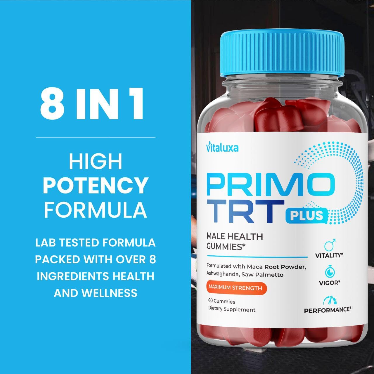 (2 Pack) Primo TRT Gummies, Primo TRT Advanced Performance Blend Supplement, PrimoTRT Try Prime Gomitas Maximum Strength for Males Support for Overall Health Wellness All Natural Ingredients (120 Ct) Vitaluxa uk supplements