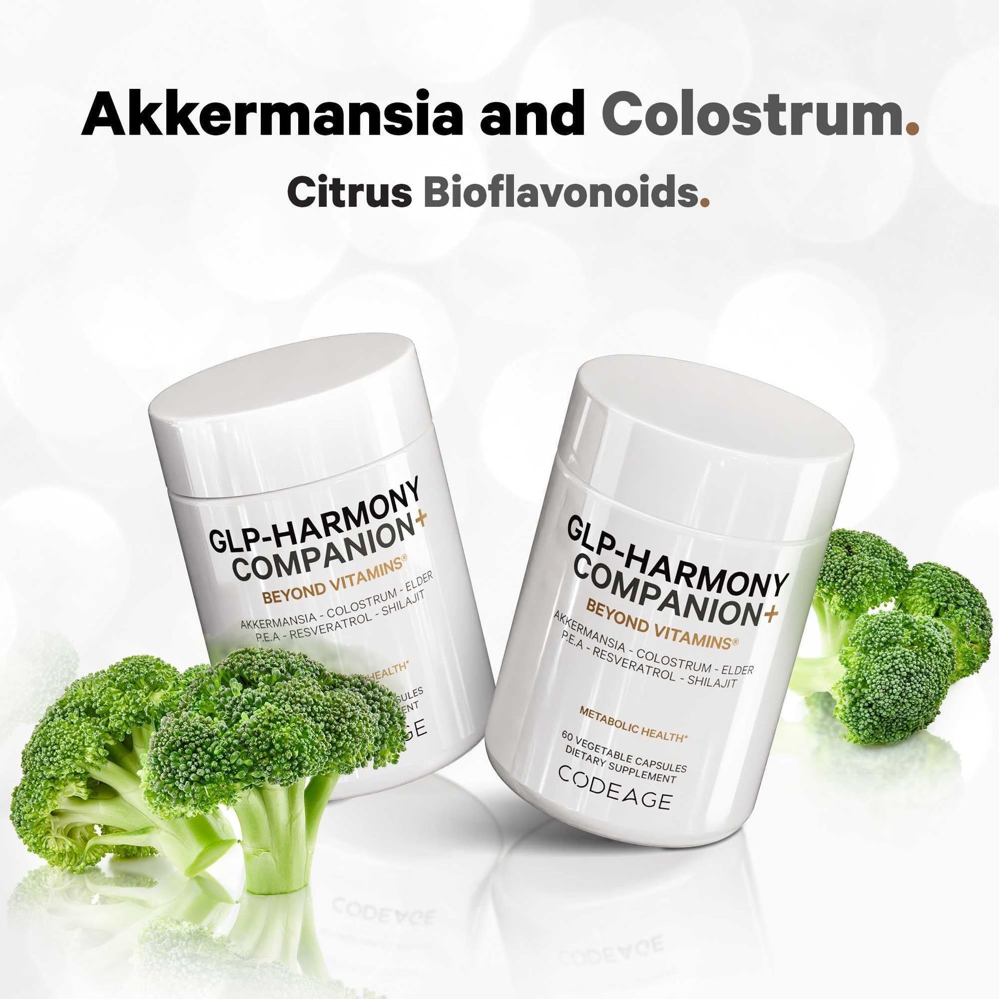 Codeage GLP-Harmony Companion+ Supplement - GLP-1 Agonist Support - Lion's Mane, Pea, Colostrum, Shilajit, Akkermansia, Elder, Citrus Bioflavonoids, Broccoli, Resveratrol - Non-GMO - 60 Capsules Codeage uk supplements