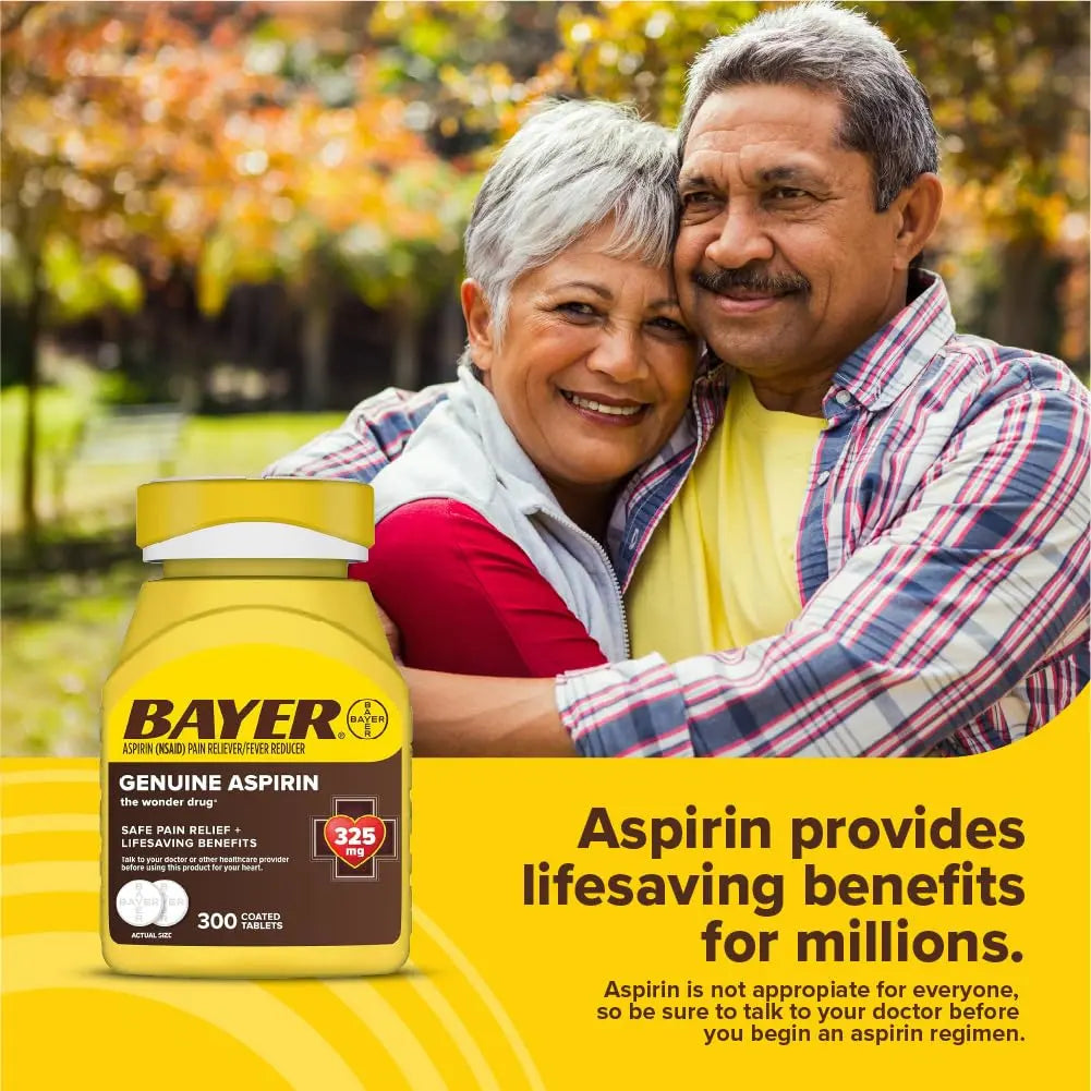 Bayer Genuine Aspirin 325 mg, Coated Tablets for Headache Relief, Multi-Symptom Pain Reliever and Fever Reducer, Pain Relief Tablets for Tooth and Muscle Pain, Backache, 300 Ct Bayer uk supplements