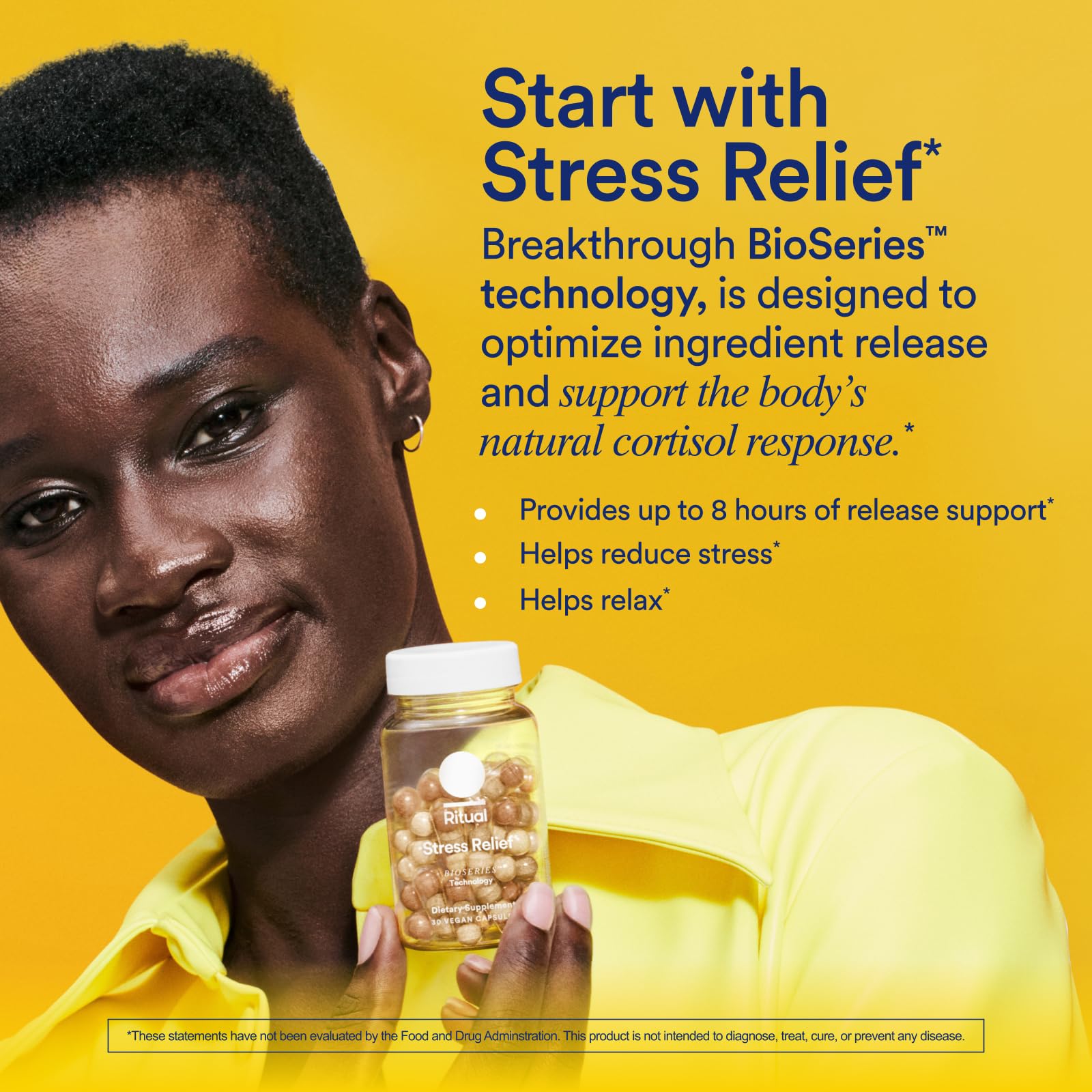 Ritual Stress Relief Supplement Shoden® Ashwagandha, Suntheanine® L-Theanine, and Saffron as affron®* BioSeries with 8-Hour Release to Support Natural Cortisol Response and Promote Calm, 30 Day Ritual uk supplements
