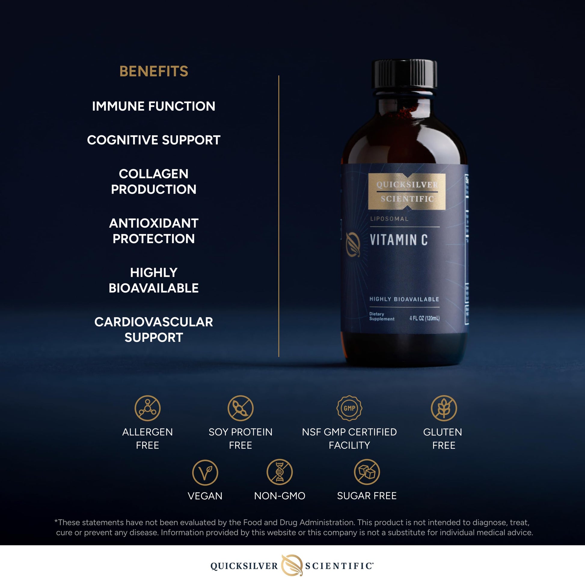 Quicksilver Scientific Liposomal Vitamin C - 1000mg Buffered Liquid Vitamin C Supplement - Immune + Antioxidant Support - Liposomes for Superior Absorption - Vegan + Non-GMO (4oz / 120ml) Quicksilver Scientific uk supplements