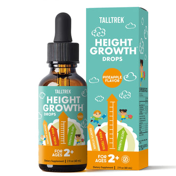 TallTrek Height Growth Supplement Drops for Kids - Teens Bone Growth Height Increase and Maximizer Immune Health Drops with Vitamins D3 K2 Zinc & Calcium - Gluten Free Vegan Pineapple Flavor TallTrek uk supplements