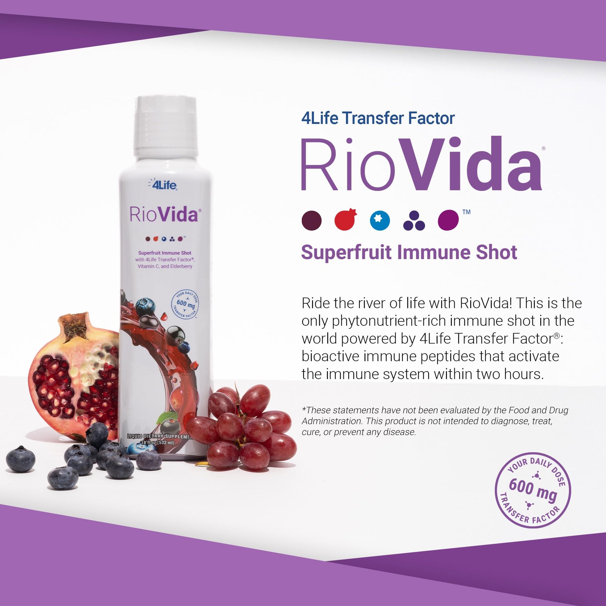 4Life Transfer Factor RioVida Tri-Factor Formula - Liquid Immune and Health Support with Vitamin C, Elderberry, Aronia Berry, Macqui, Blueberry, and Acai - Single Pack 4Life uk supplements