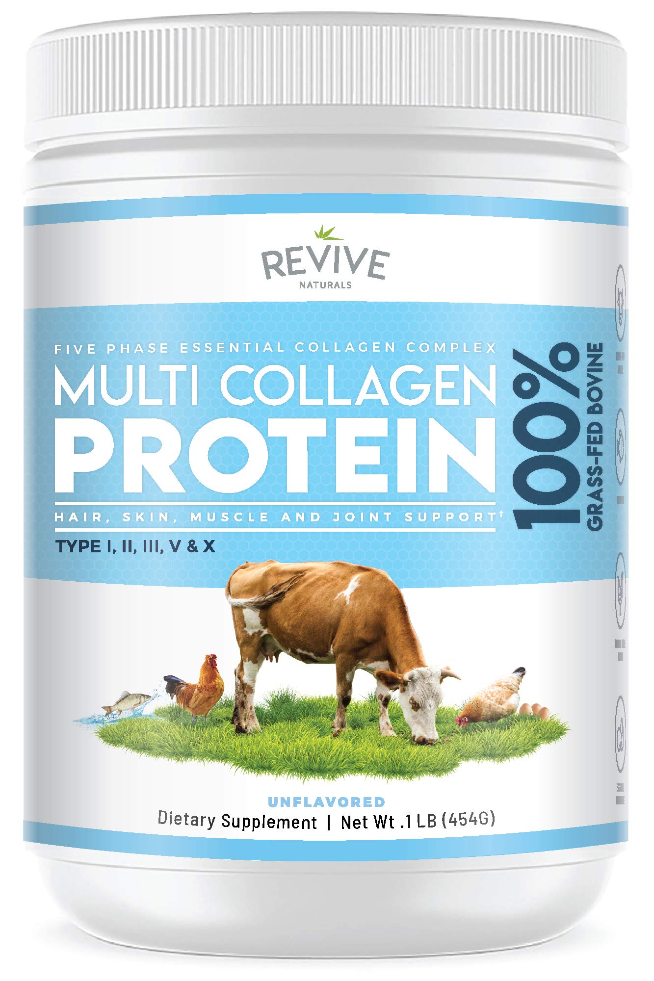 Revive Naturals Multi Collagen Hydrolyzed Protein Powder (16oz) - Types I, II, III, V & X Revive Naturals uk supplements