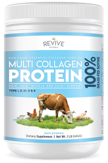 Revive Naturals Multi Collagen Hydrolyzed Protein Powder (16oz) - Types I, II, III, V & X Revive Naturals uk supplements