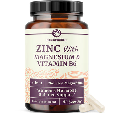 Zinc and Magnesium Supplement with Vitamin B6 | Women’s Hormone Balance, Menstrual Cycle & Immune Support | High Absorption Chelated Magnesium Glycinate with Zinc Picolinate and VIT B6 | 60 Ct Nobi Nutrition uk supplements