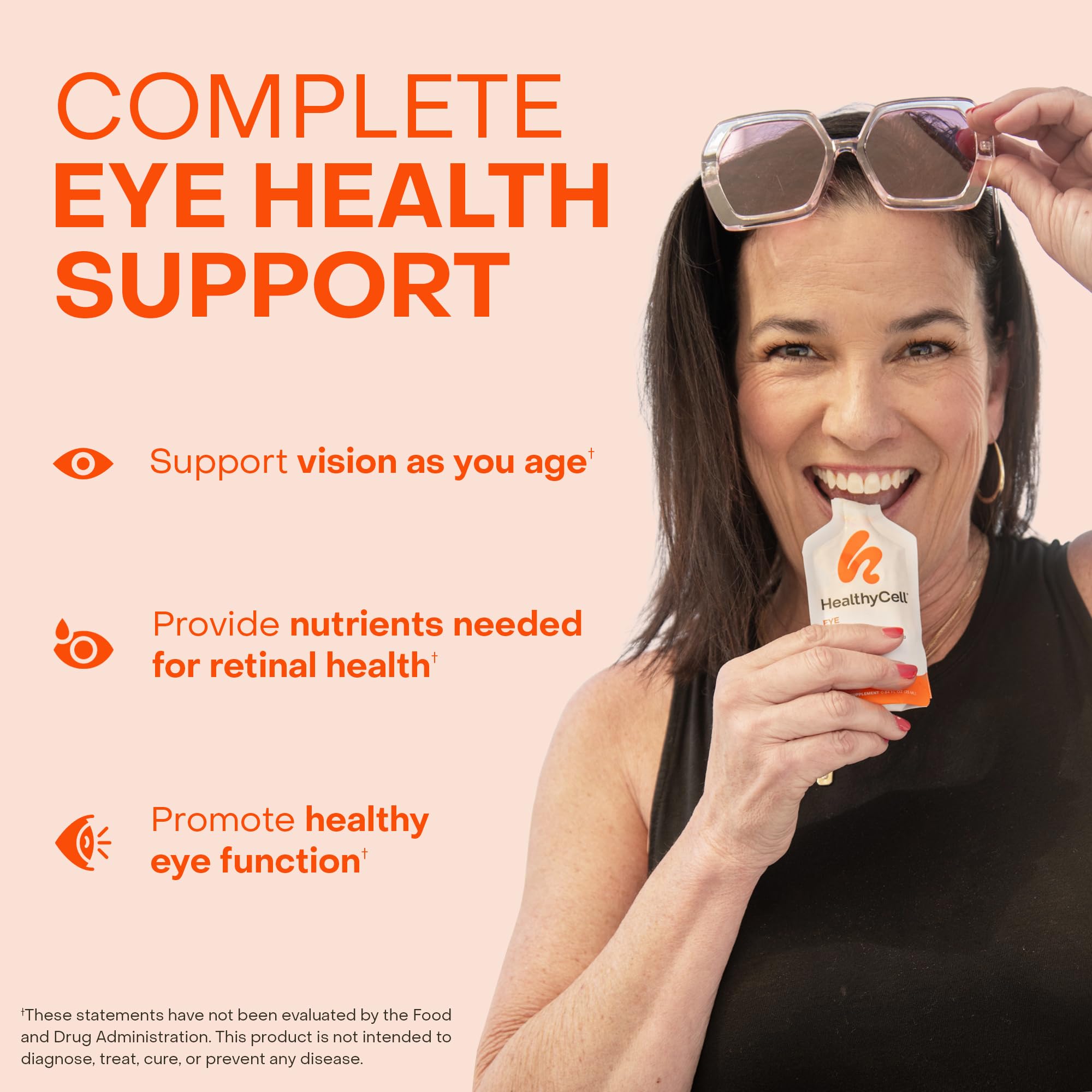 Healthycell Eye Health Daily Liquid Supplement - Eye Vitamins & Minerals with Lutein, Zeaxanthin, Astaxanthin & Beta Carotene for Sight Care & Macular Support - 30 Gel Packs Healthycell uk supplements