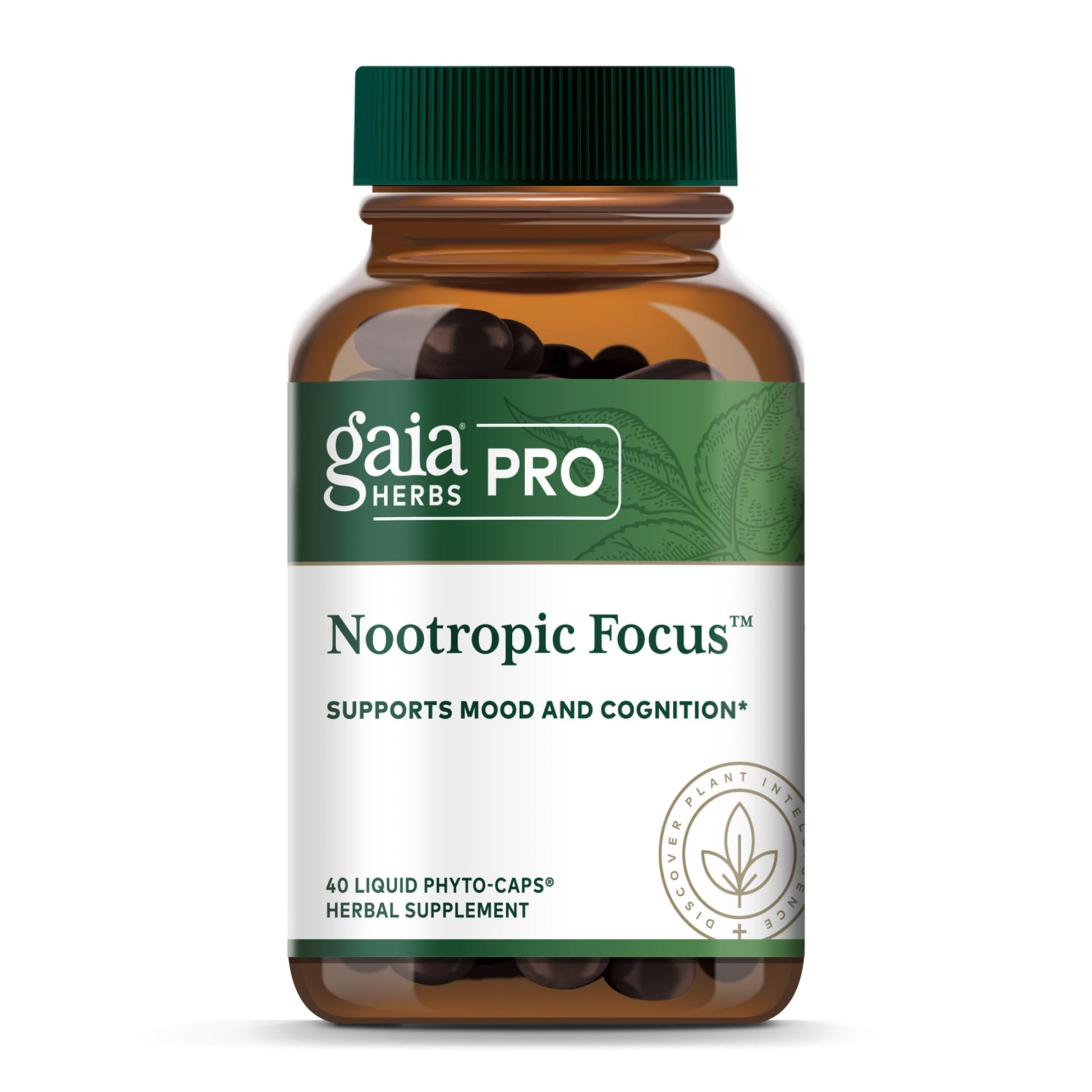 GAIA HERBS PRO Nootropic Focus - Brain Health Support Supplement* - Nootropic Supplement with Saffron, Ginkgo Leaf Extract & Lemon Balm - Vegan, Gluten-Free - 40 Liquid Phyto-Caps (20 Servings) Gaia Herbs PRO uk supplements