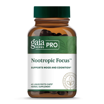 GAIA HERBS PRO Nootropic Focus - Brain Health Support Supplement* - Nootropic Supplement with Saffron, Ginkgo Leaf Extract & Lemon Balm - Vegan, Gluten-Free - 40 Liquid Phyto-Caps (20 Servings) Gaia Herbs PRO uk supplements