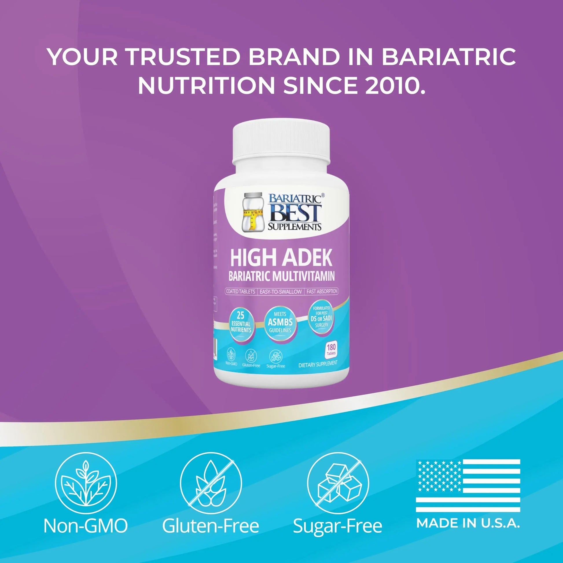 High A D E K Bariatric Multivitamin for Post DS/SADI Surgery, 25 Essential Nutrients for Post-Weight Loss Surgery, 180 Tablets Bariatric Best Supplements uk supplements