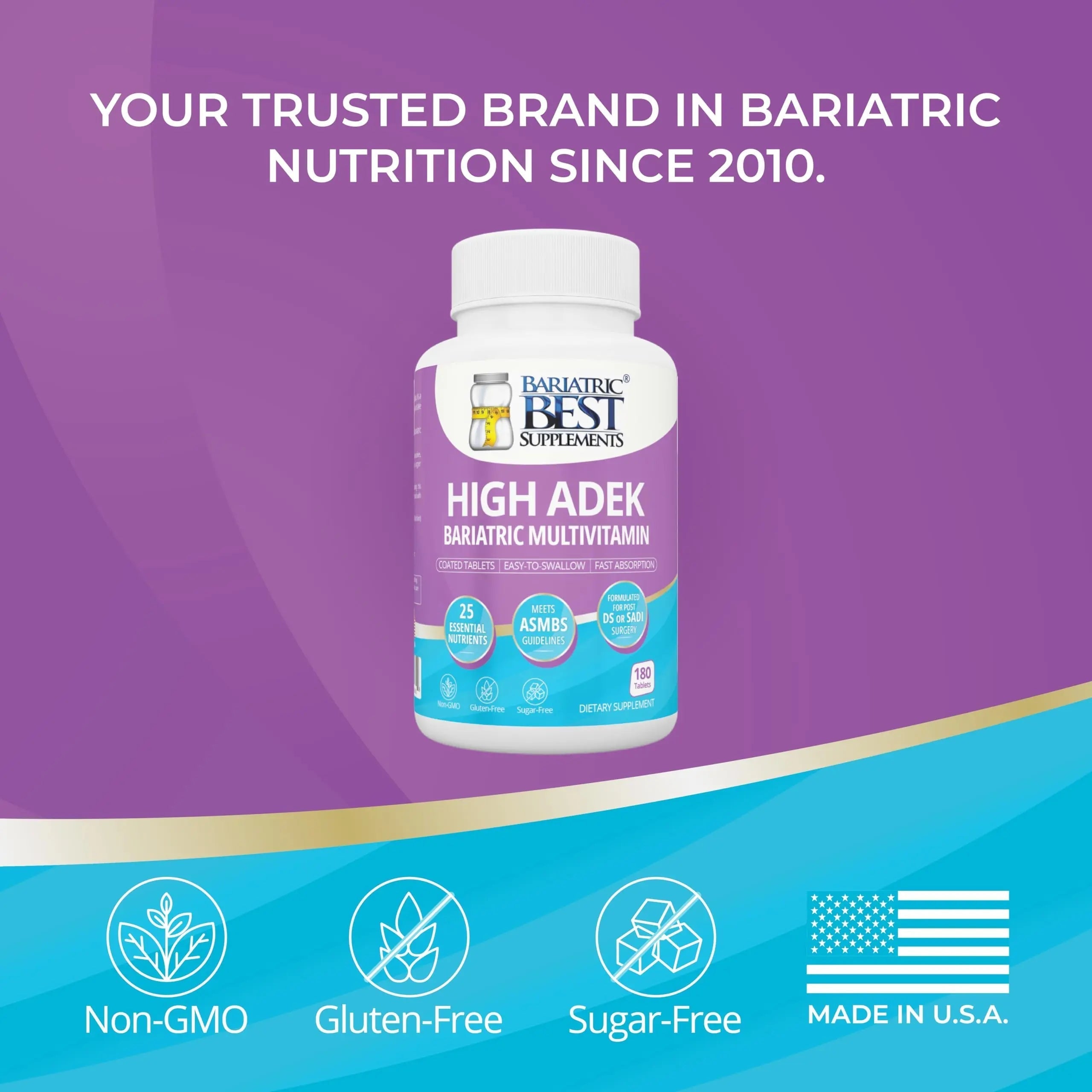 High A D E K Bariatric Multivitamin for Post DS/SADI Surgery, 25 Essential Nutrients for Post-Weight Loss Surgery, 180 Tablets Bariatric Best Supplements uk supplements
