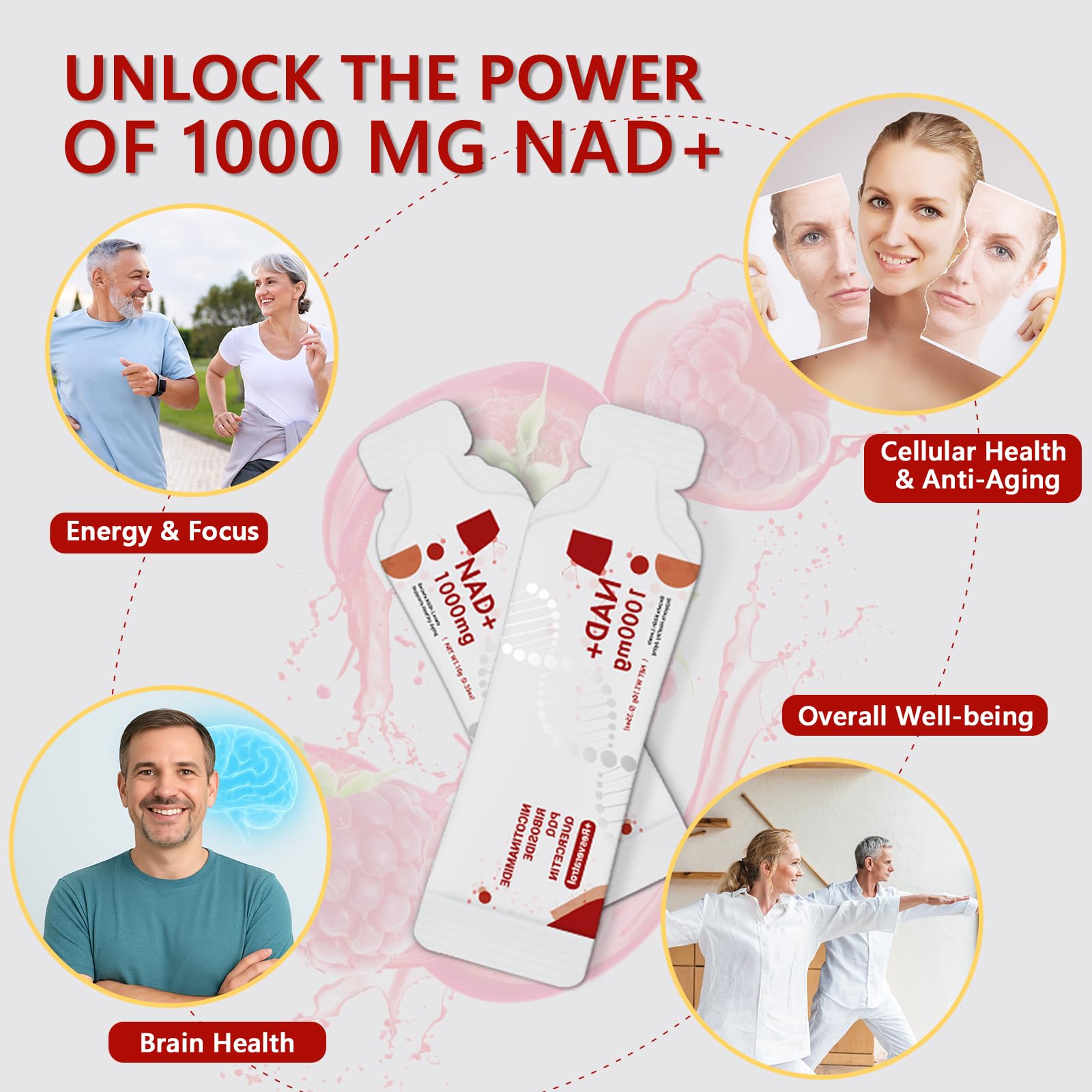 Buporai NAD Supplement 1000 mg Liquid Packets - NAD Supplements for Women & Men with Nicotinamide Riboside, Resveratrol, PQQ, Quercetin - NMNH Supplement Alternative for Anti-Aging, Energy-30 Packets Buporai uk supplements
