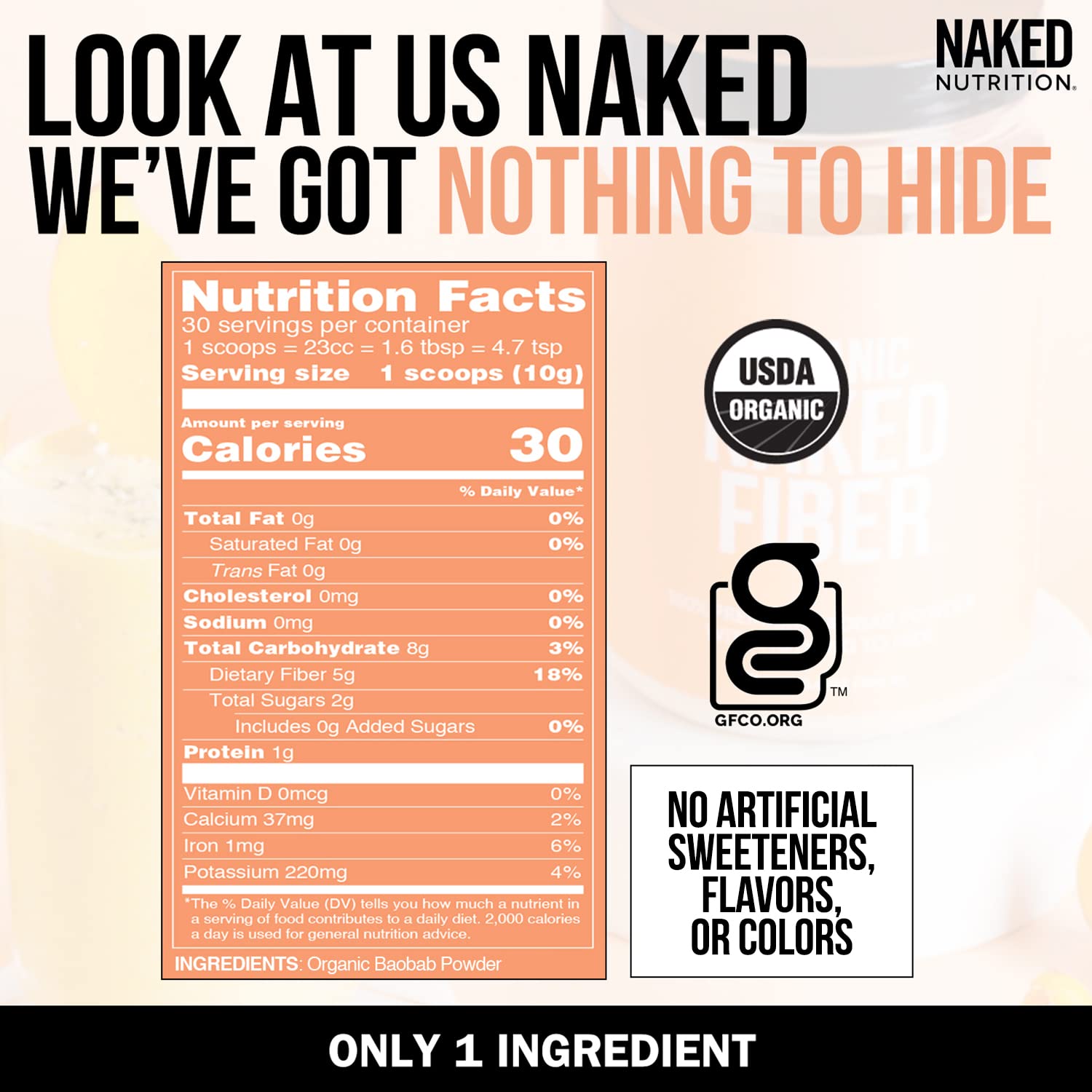 Naked Nutrition Naked Fiber Organic Baobab Powder Fiber Supplement Naked Nutrition uk supplements