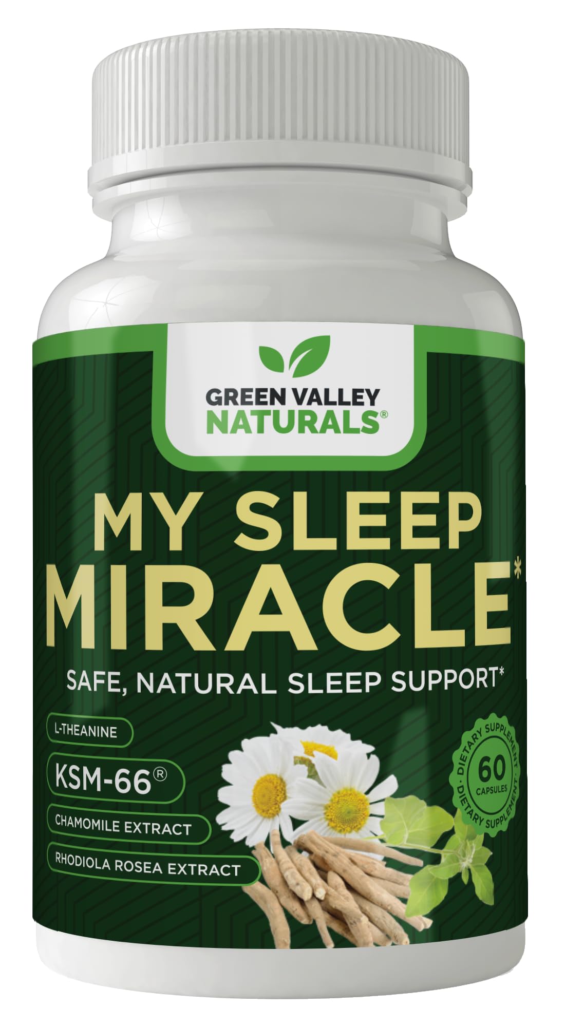 GREEN VALLEY NATURALS My Sleep Miracle Vegan Sleep Support Supplement | Melatonin-Free Formula | Ashwagandha, Chamomile & L-Theanine | Promotes Calm, Relaxation & Restful Sleep | 60 Capsules GREEN VALLEY NATURALS uk supplements