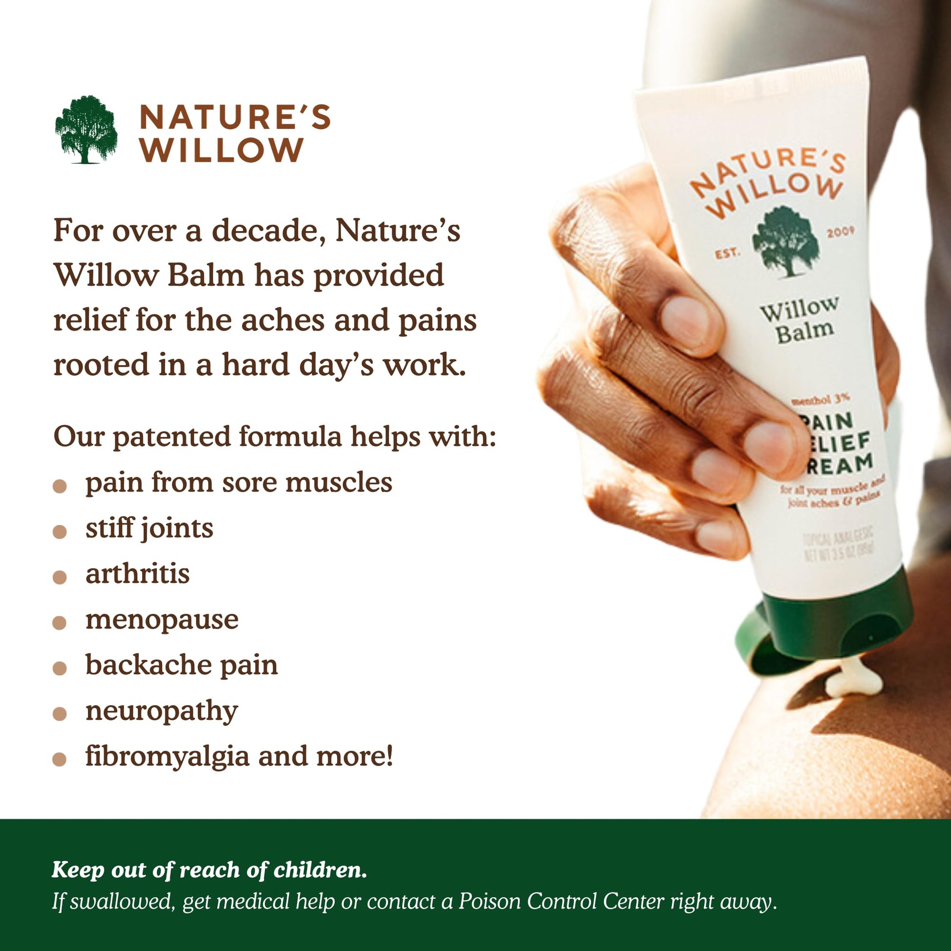 Nature's Willow Willow Balm Natural Pain Relief Cream for Muscles & Joints | Fast-Acting with Willow Bark & Menthol | Free from Artificial Fragrances & Dyes | 6-Pack | 3.5 fl oz Nature's Willow uk supplements