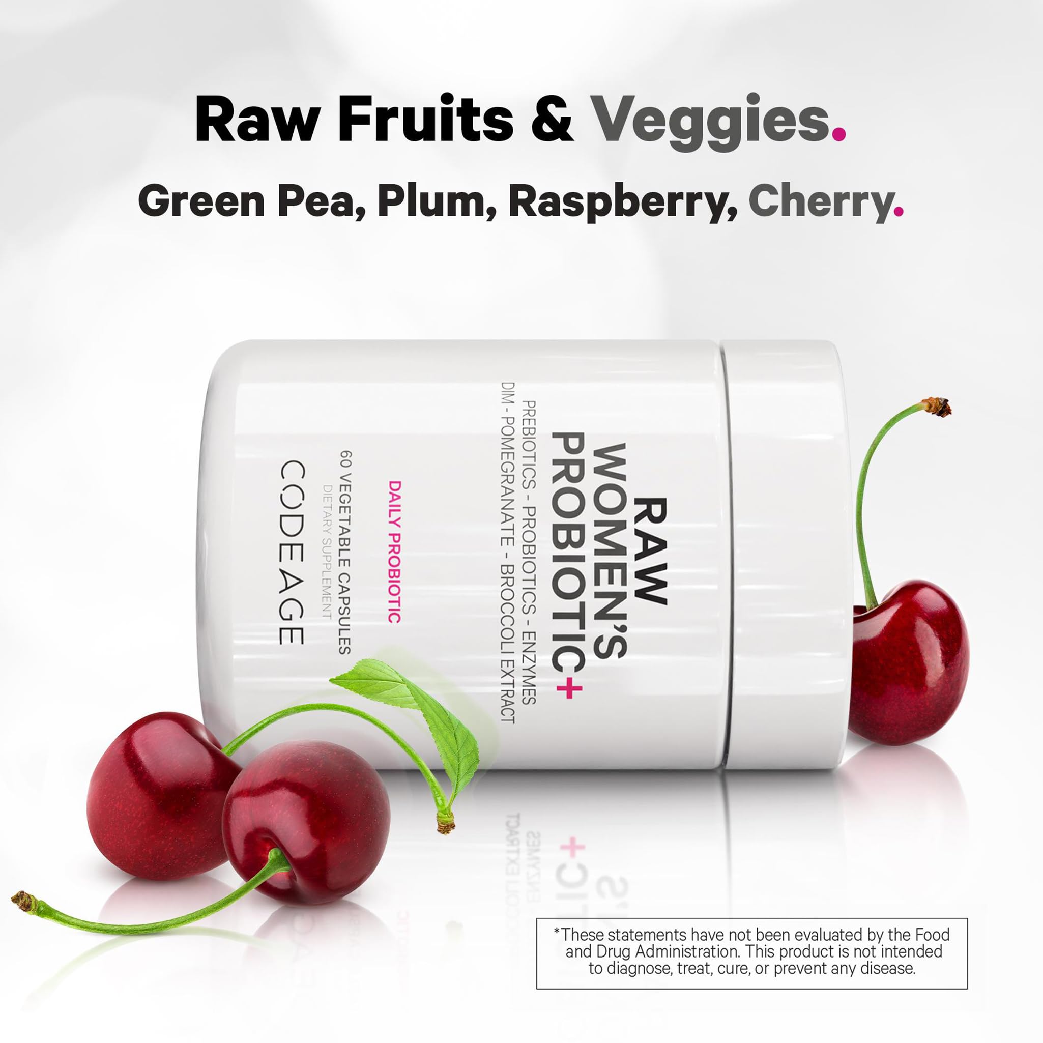 Codeage Raw Women’s Probiotic+ Supplement - 34 Probiotic Strains, 100 Billion CFUs, Digestive Enzymes, Prebiotic Blend, DIM, Herbal Extracts, Phytonutrients - Non-GMO - 30 Capsules Codeage uk supplements