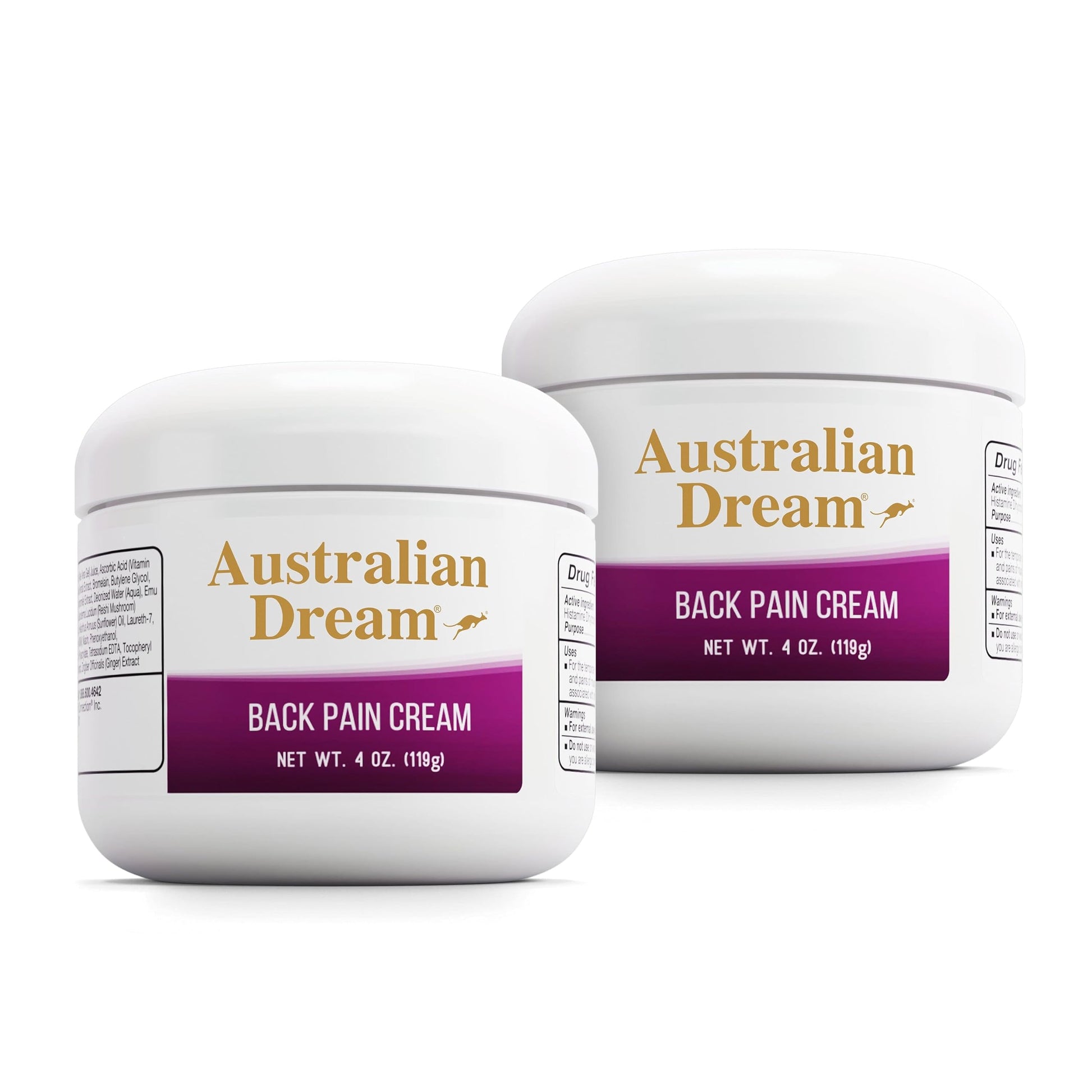 Australian Dream Back Pain Cream - Soothing, Non-Greasy Muscle Pain Relief Cream - Good for Neck, Back, Body, or Muscle Aches - 4 oz Jars (2 Pack) Australian Dream uk supplements
