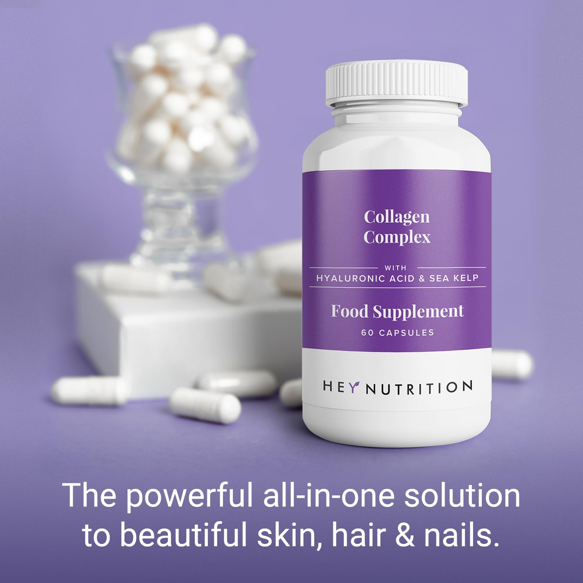 Hey Nutrition Collagen Complex Hyaluronic Acid & Sea Kelp Vitamin E, C, Biotin - Healthy Nails, Skin, Hair Joints Metabolism Hey Nutrition uk supplements