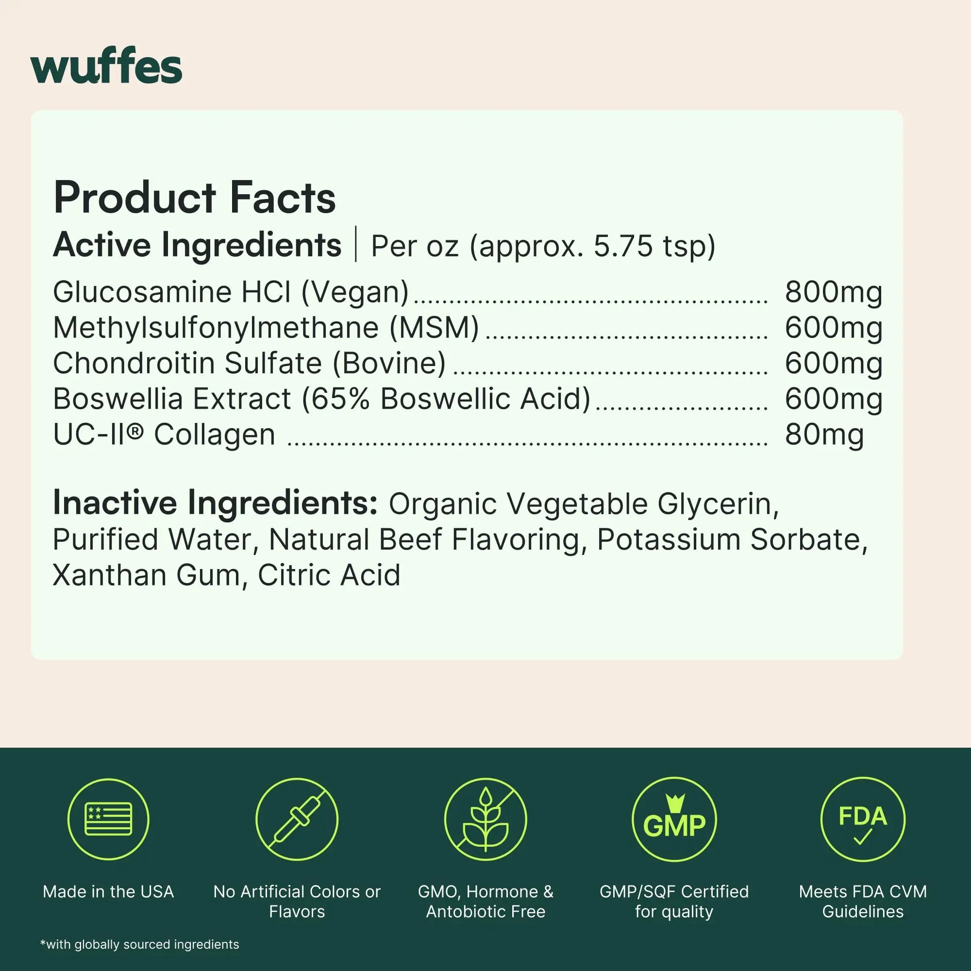 Wuffes Advanced Joint Liquid for Dogs, Hip & Joint Support Supplement with Glucosamine, Chondroitin, UC-II® Collagen, and MSM, for Small & Large Breeds, 16 Oz Wuffes uk supplements