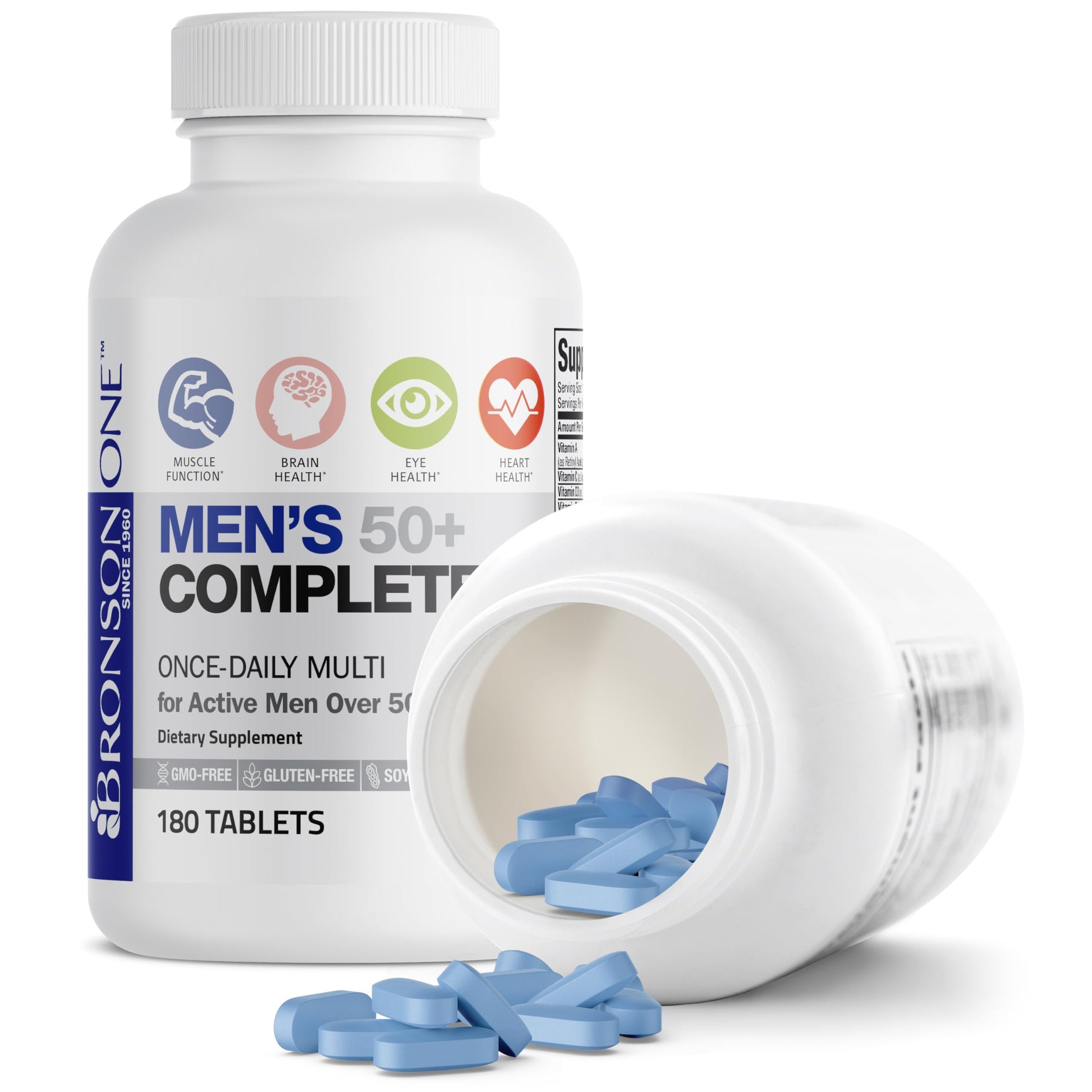 Bronson ONE Daily Mens 50+ Complete Multivitamin Multimineral, 180 Tablets Bronson uk supplements