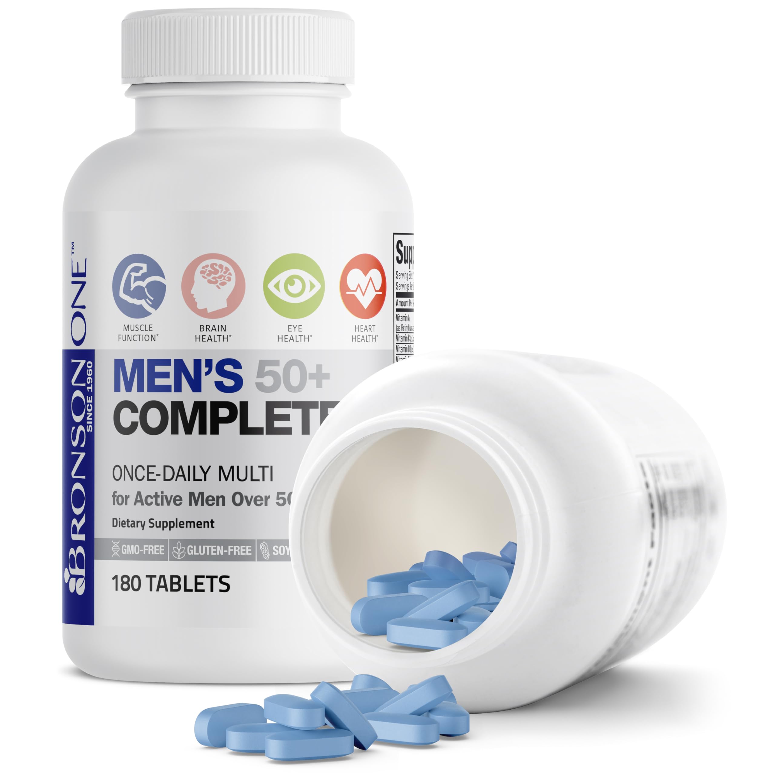 Bronson ONE Daily Mens 50+ Complete Multivitamin Multimineral, 180 Tablets Bronson uk supplements
