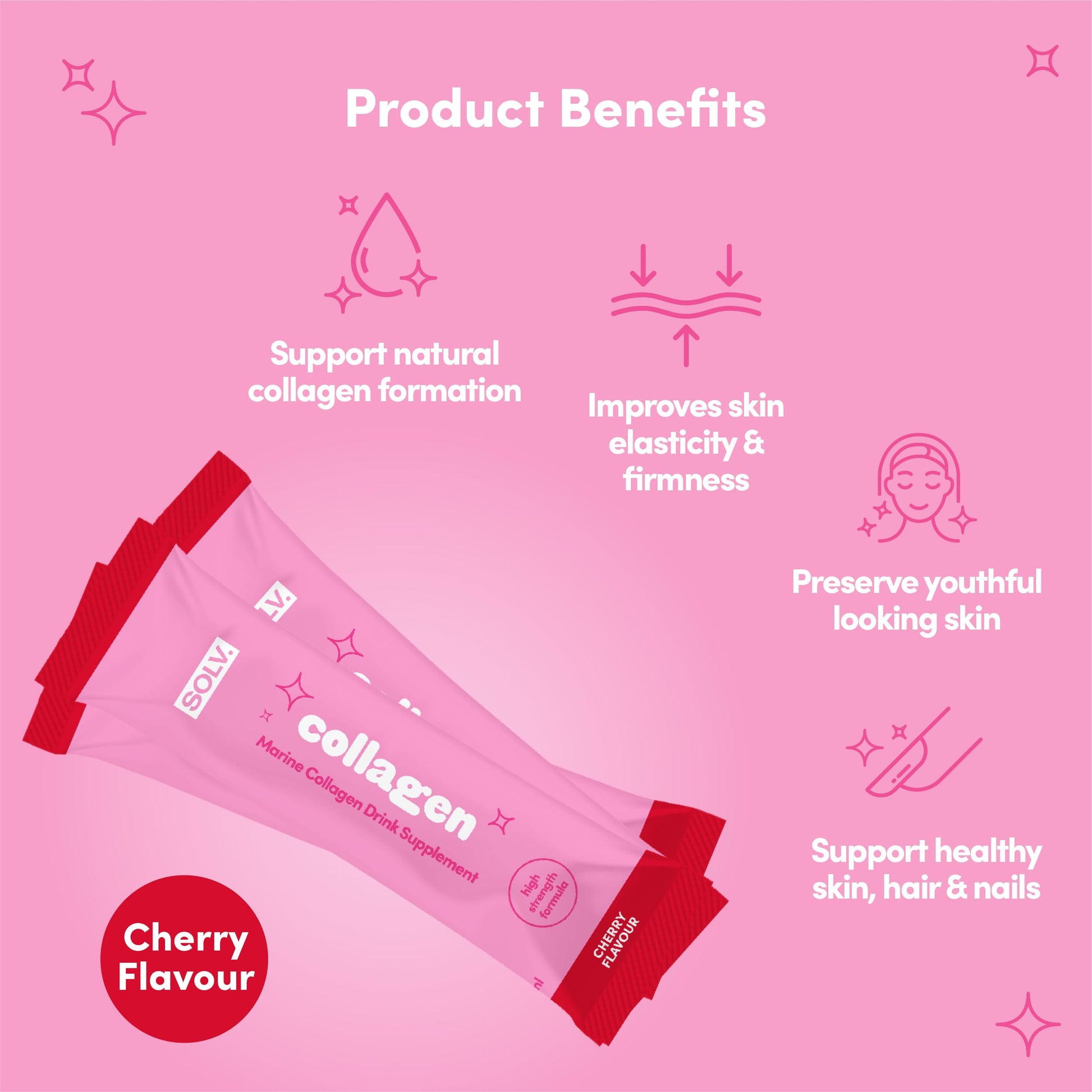 Solv Liquid 8000mg Marine Collagen Peptide Beauty Supplement Gel 14x15ml Sachets High Strength Great Tasting VIT C Biotin SOLV uk supplements