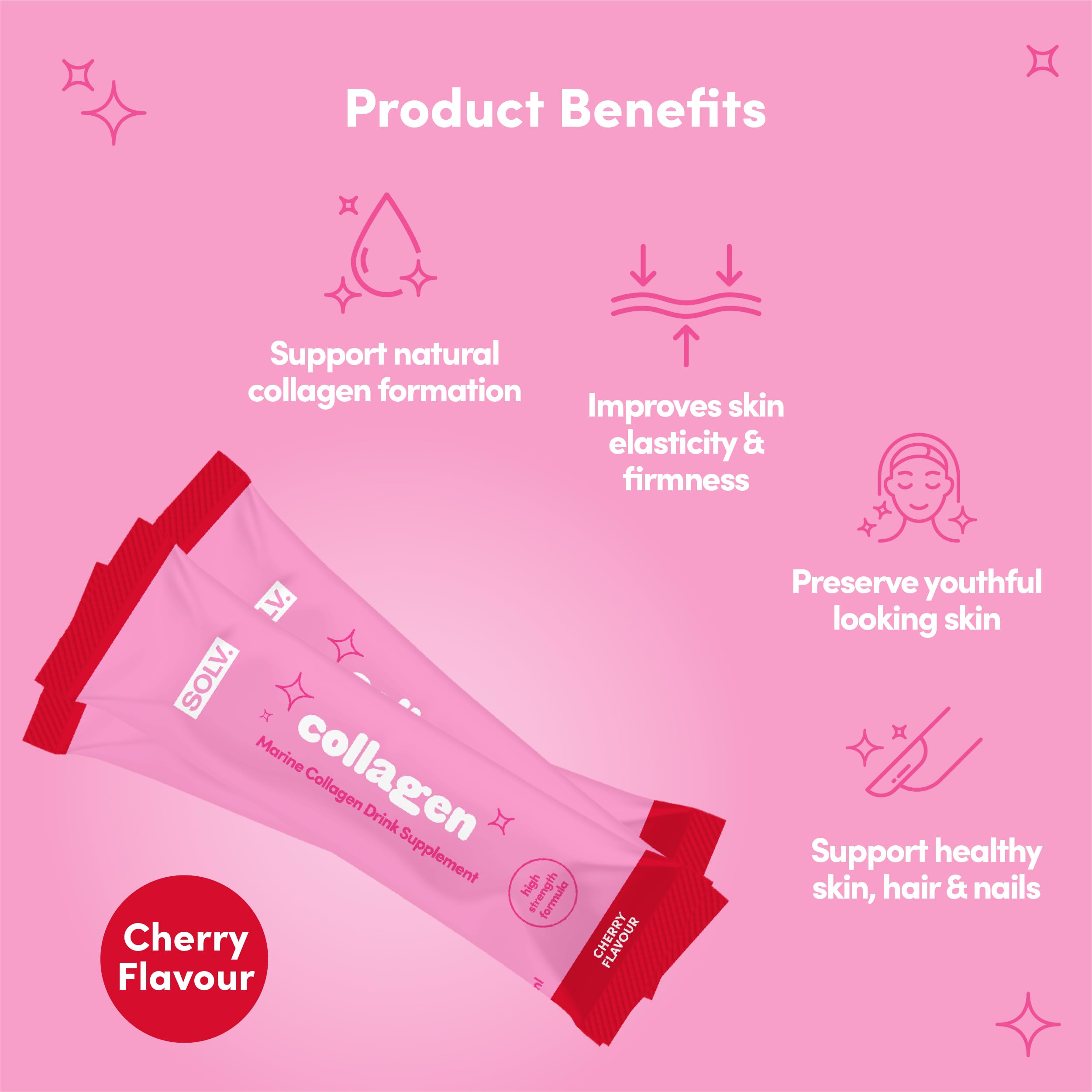 Solv Liquid 8000mg Marine Collagen Peptide Beauty Supplement Gel 14x15ml Sachets High Strength Great Tasting VIT C Biotin SOLV uk supplements