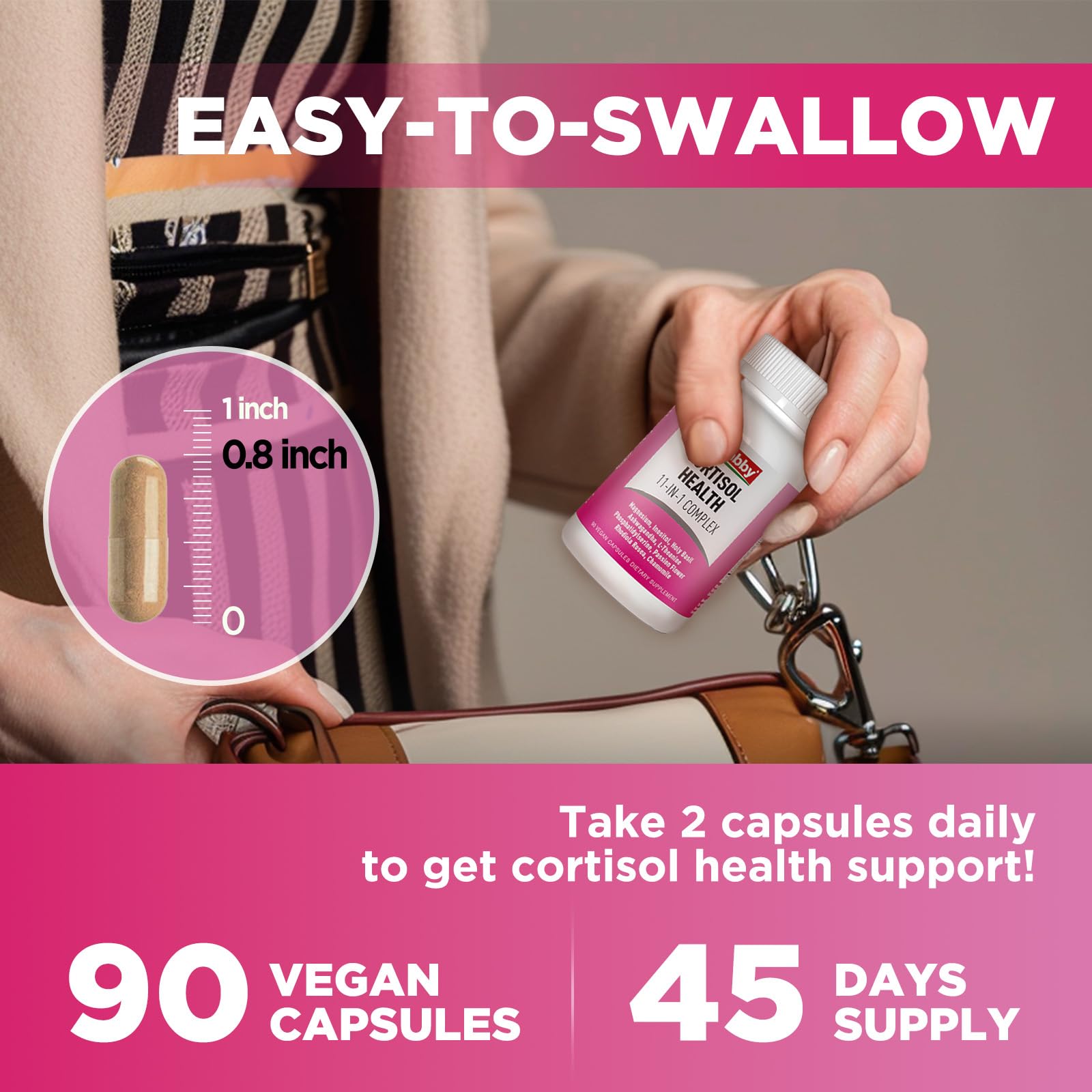 GREABBY Cortisol Supplements for Women, 11-in-1 Formula with Ashwagandha, L-Theanine, Phosphatidylserine and More, Lower Cortisol Health Support, 90 Vegan Capsules GREABBY uk supplements