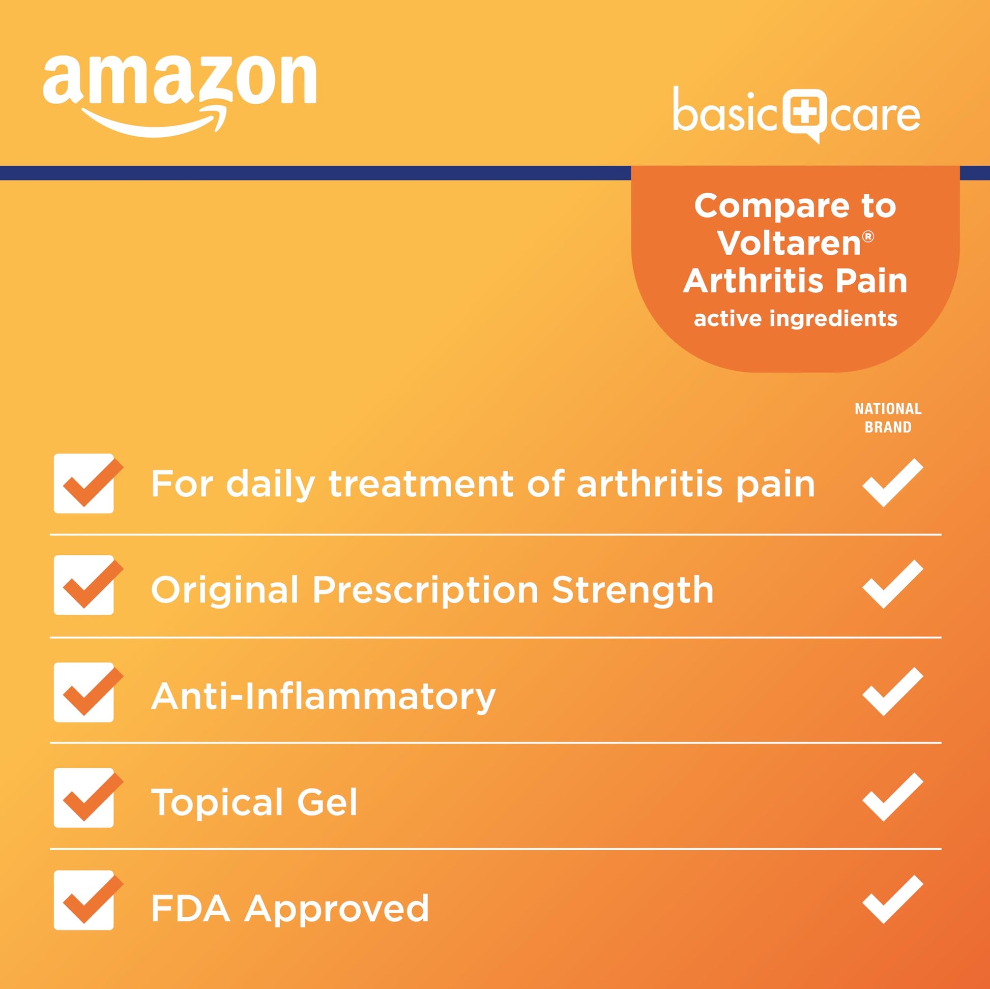 Amazon Basic Care Diclofenac Sodium Topical Gel, 1% (NSAID), Arthritis Pain Reliever for Hand, Wrist, Elbow, Foot, Ankle and Knee Pain Relief, 5.29 oz (150 grams) (Packaging may vary) Amazon Basic Care uk supplements