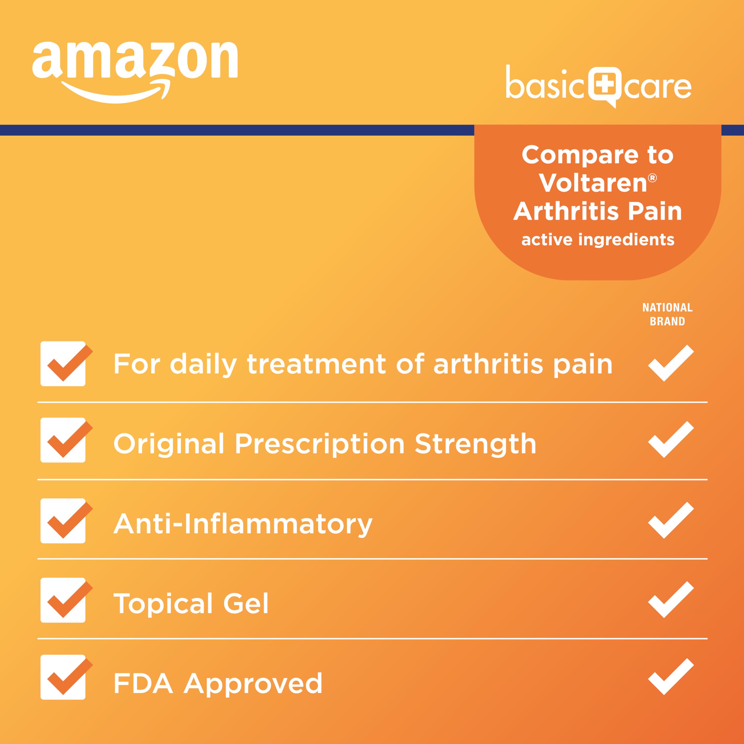Amazon Basic Care Diclofenac Sodium Topical Gel, 1% (NSAID), Arthritis Pain Reliever for Hand, Wrist, Elbow, Foot, Ankle and Knee Pain Relief, 5.29 oz (150 grams) (Packaging may vary) Amazon Basic Care uk supplements