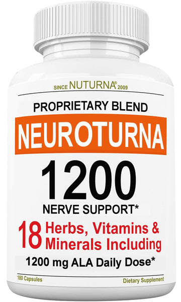 Neuroturna Support Supplement with 1200 mg Pure Alpha Lipoic Acid - Maximum Strength Formula with ALA + Vitamins + Minerals + Herbs - Best Natural Support - 180 Capsules Nuturna uk supplements