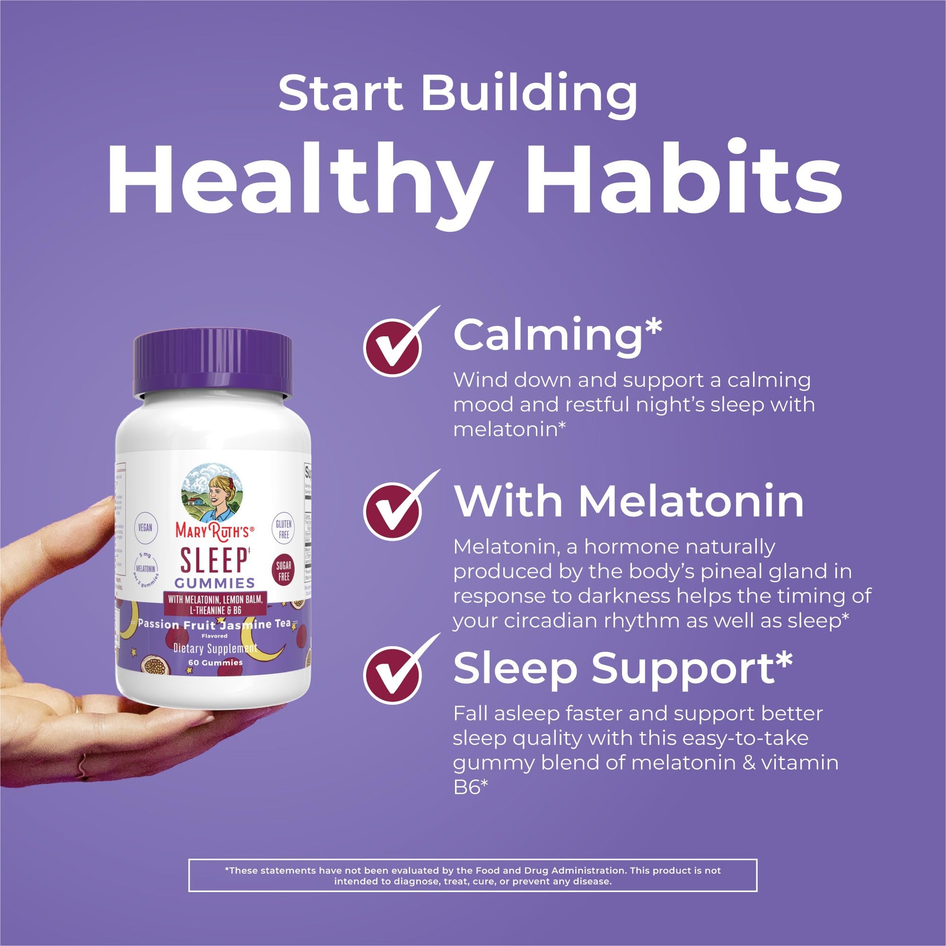 MaryRuth Organics Melatonin 5mg Sleep Gummy with L-Theanine | Lemon Balm | Vitamin B6 | Sugar-Free | Relaxation | Vegan | Non-GMO | Gluten Free | 60 Count MARYRUTH'S uk supplements