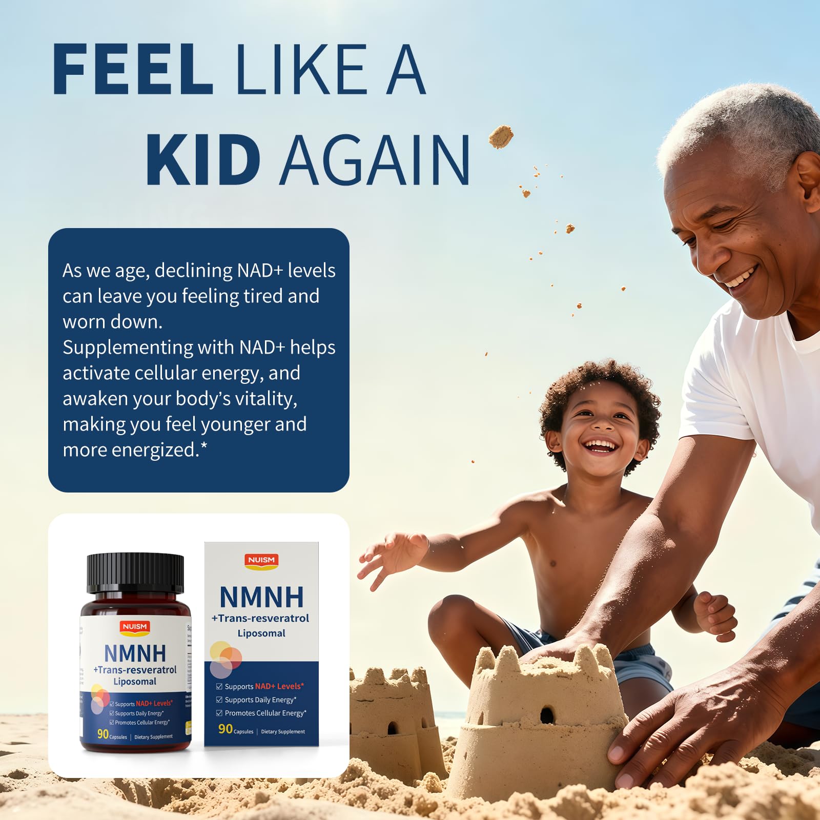 NUISM NMNH NAD+ Supplement, Liposomal 600mg NMN NAD+ and Resveratrol Complex for Cellular Energy, Healthy Aging & Metabolic Support, 90 Capsules NUISM uk supplements