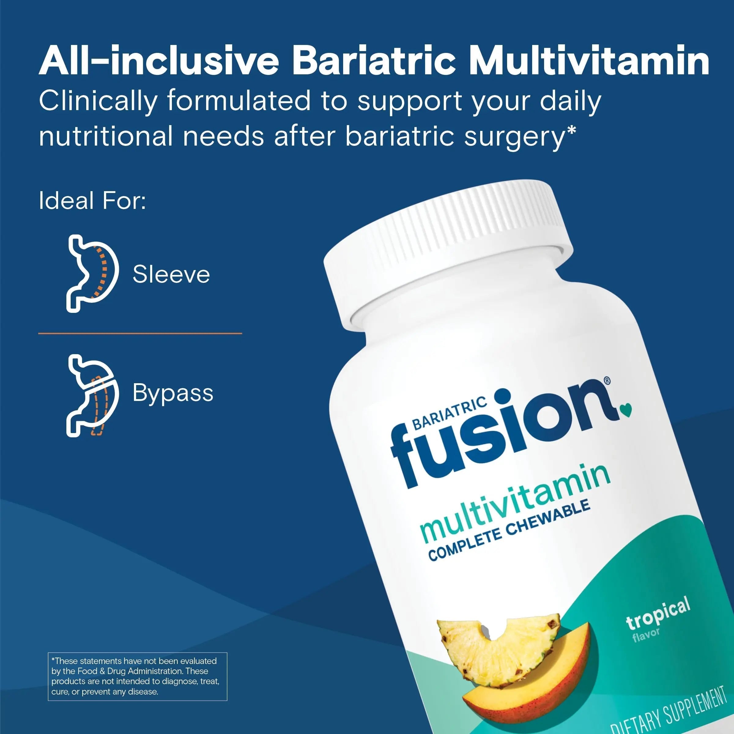 Bariatric Fusion Bariatric Multivitamin with Iron Complete Chewable | Tropical Flavor | Post Bariatric Vitamins Bariatric Fusion uk supplements