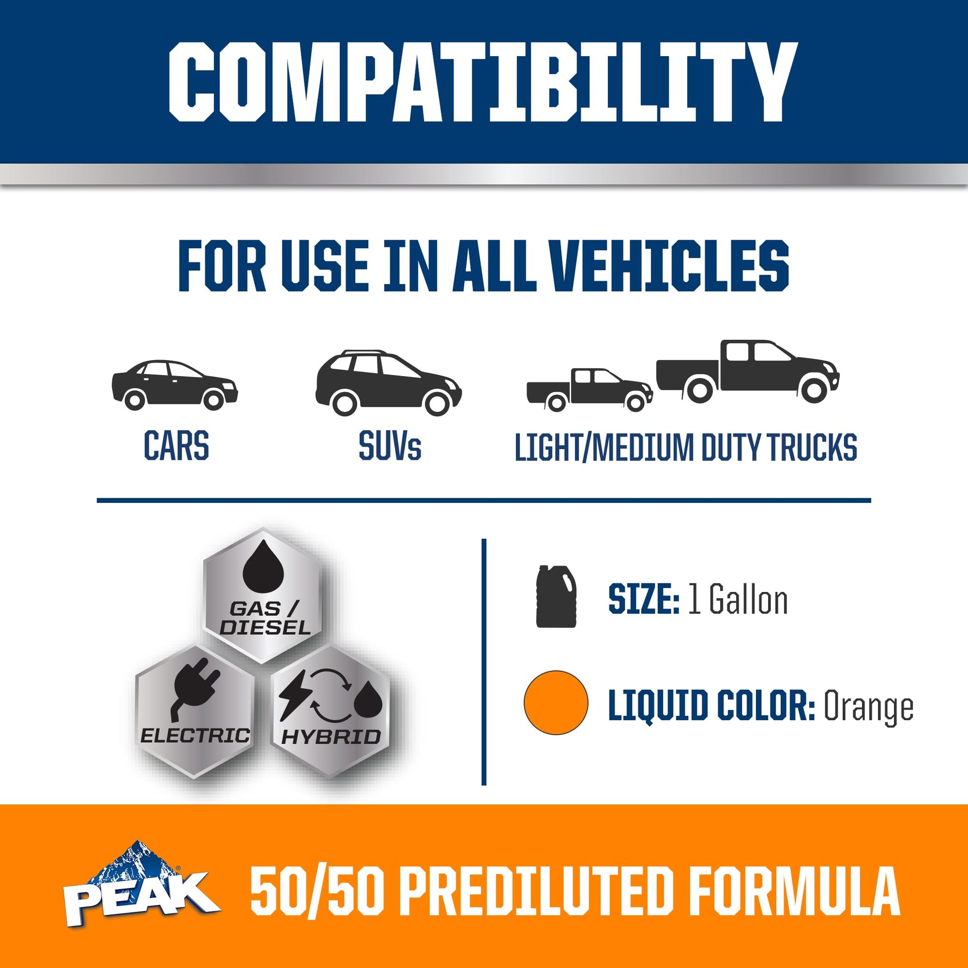 PEAK OET Extended Life Orange 50/50 Prediluted Antifreeze/Coolant for North American Vehicles, 1 Gal. PEAK uk supplements