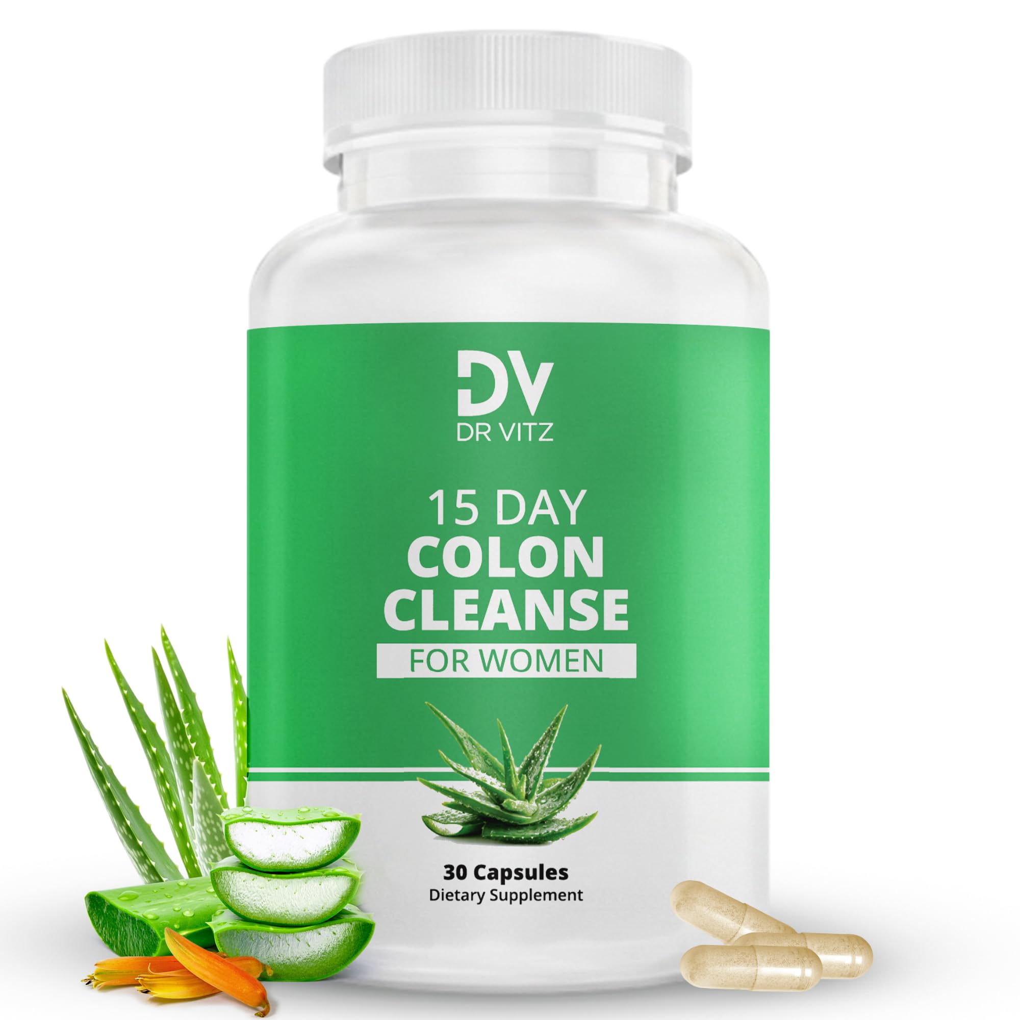 Dr Vitz 15 Day Colon Cleanse for Women – Natural Detox Pills with Herbs, Fiber & Probiotics – Bloating & Constipation Relief, Weight Loss & Gut Health Reset – 30 Capsules Dr Vitz uk supplements