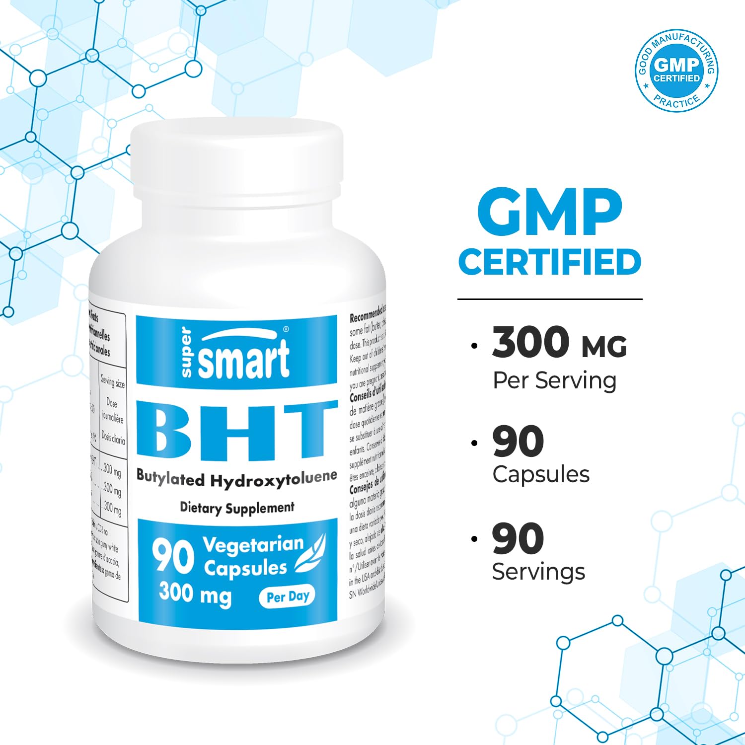 Supersmart - BHT 300 mg Per Day - Butylated Hydroxytoluene - Powerful Antioxidant Supersmart uk supplements