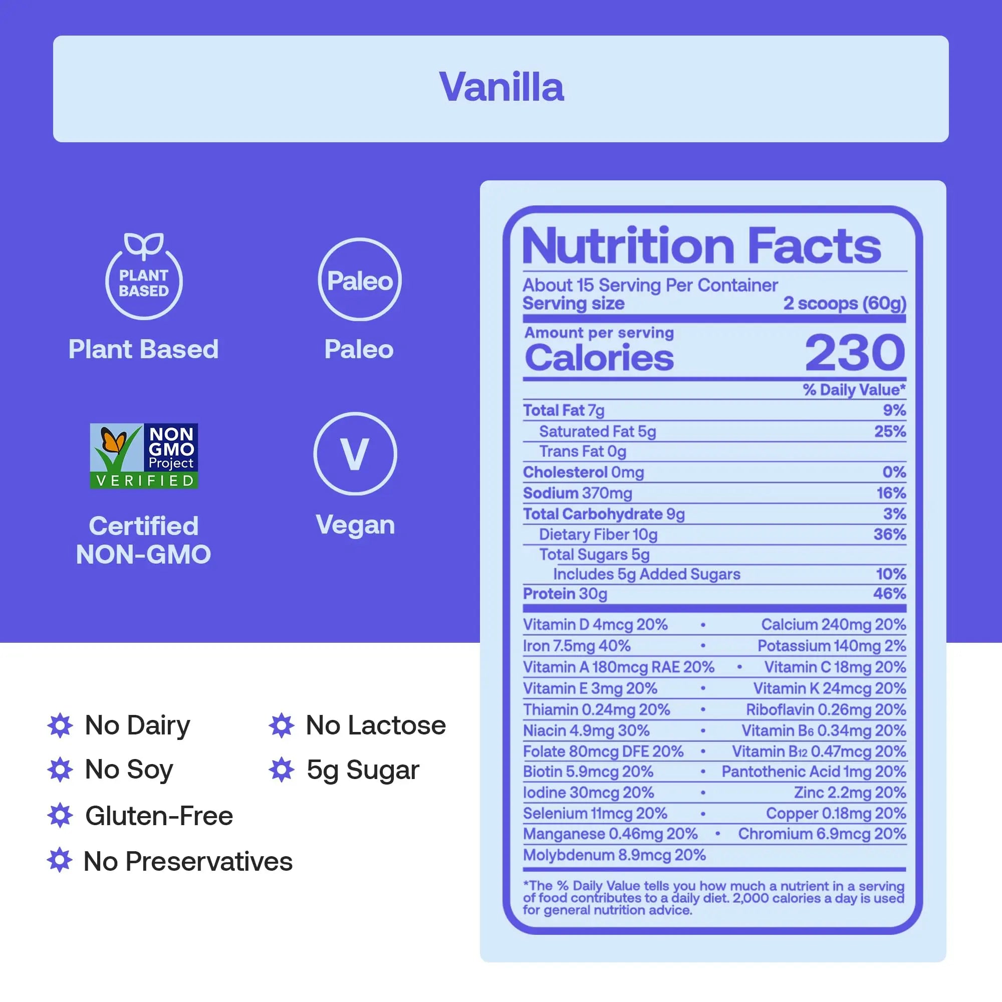 Happy Viking Plant-Based Protein Powder +100 Superfoods Vanilla Meal Replacement Shake, Created by Venus Williams, 30g Plant Protein, 10g Fiber, Vegan, Gluten-Free, Non-GMO, 15 Meals Happy Viking uk supplements