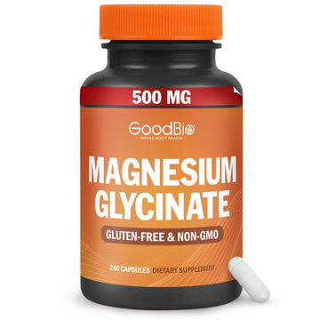 Magnesium Glycinate - High Absorption Magnesium Supplement 500mg Per Serving for Stress Relief, Sleep, Heart and Bone Health, Nerve Support - Non-GMO, Gluten-Free, Gentle on Stomach, 240 Capsules GOODBIO uk supplements