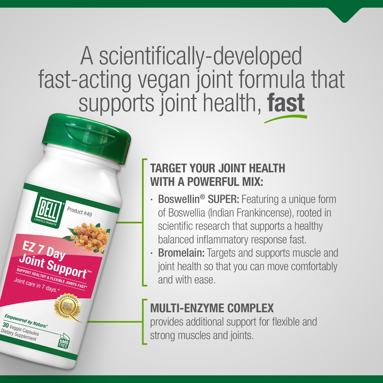 Bell EZ 7 Day Joint Support ™ -Fast-Acting, Once-Daily Joint Health Supplement – Helps Relieve Knee Pain, Swelling & Supports Muscle Recovery – Vegan – 30 Capsules Bell uk supplements
