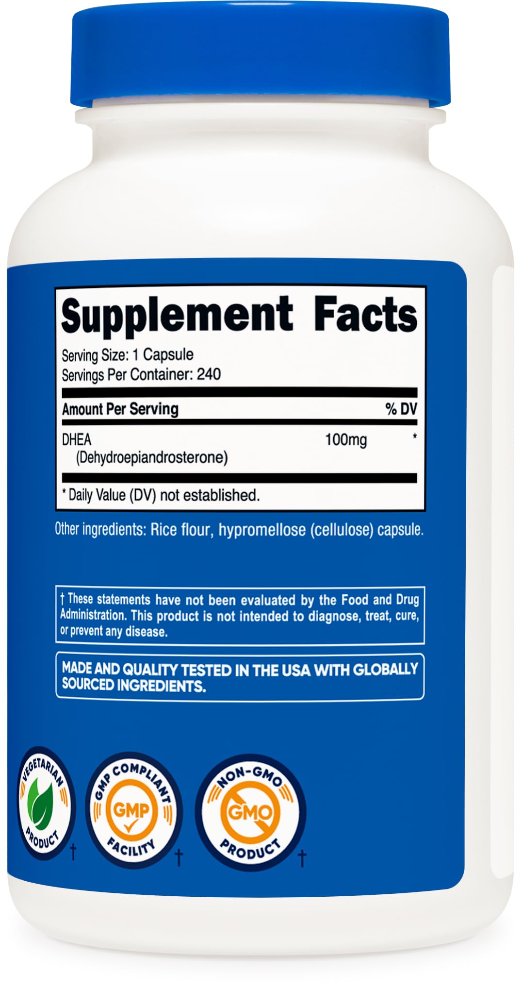 Nutricost DHEA 100mg, 240 Capsules - Gluten Free, Soy Free, Non-GMO, Supplement Nutricost uk supplements