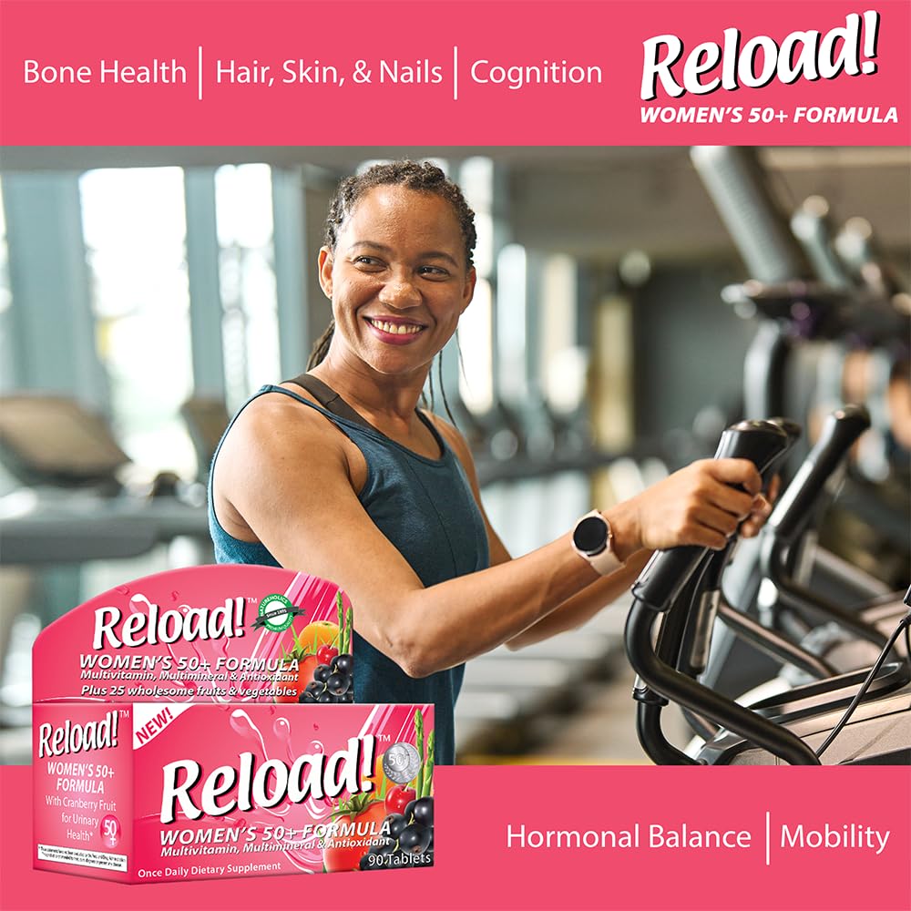 Reload! Women’s 50+ Multivitamin, Multimineral & Antioxidant – with Resveratrol, Acai, Lutein, Cranberry, Pomegranate & 25 Fruits & Vegetables – Once Daily Tablets – 30 Count Reload! uk supplements